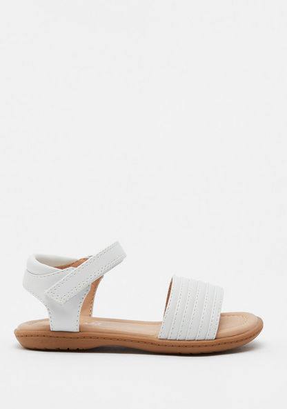 Striped Flat Sandals with Hook and Loop Closure-Girl%27s Sandals-image-0