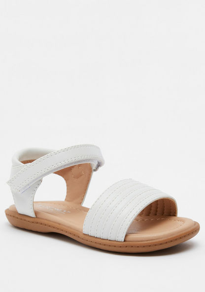 Striped Flat Sandals with Hook and Loop Closure-Girl%27s Sandals-image-1