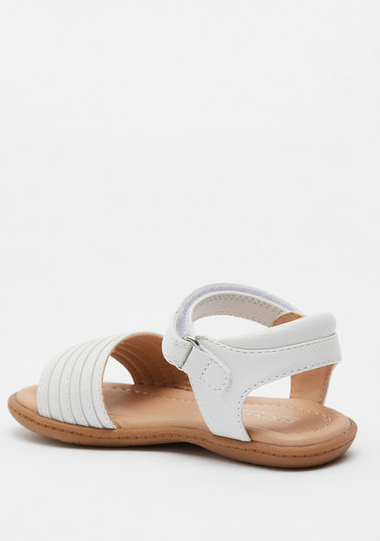 Striped Flat Sandals with Hook and Loop Closure-Girl%27s Sandals-image-2