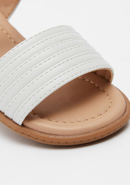 Striped Flat Sandals with Hook and Loop Closure