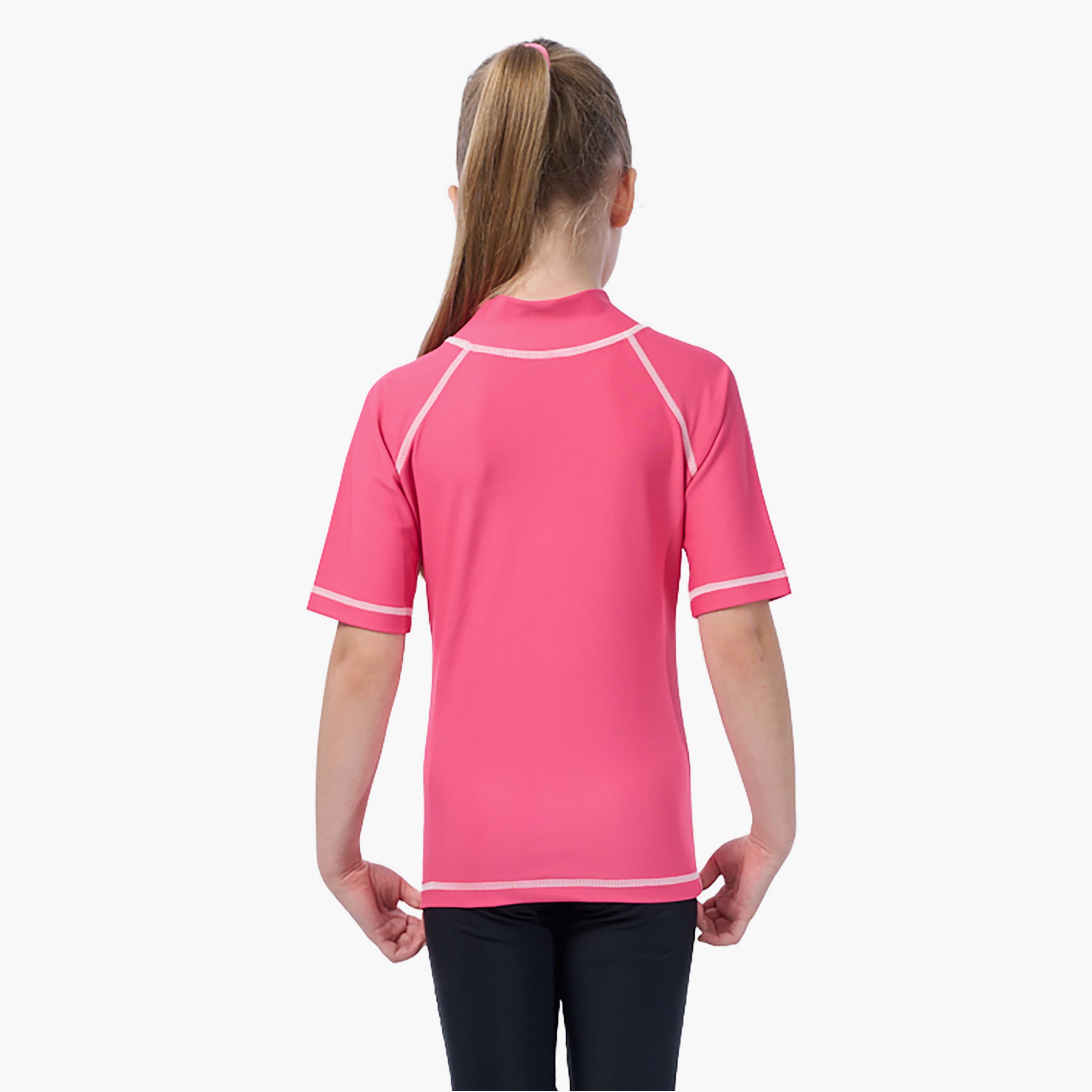 Coega Girls Rashguard Short Sleeve Basic - Solid Pink-girls-clothing-sportswear-swimwear-image-2