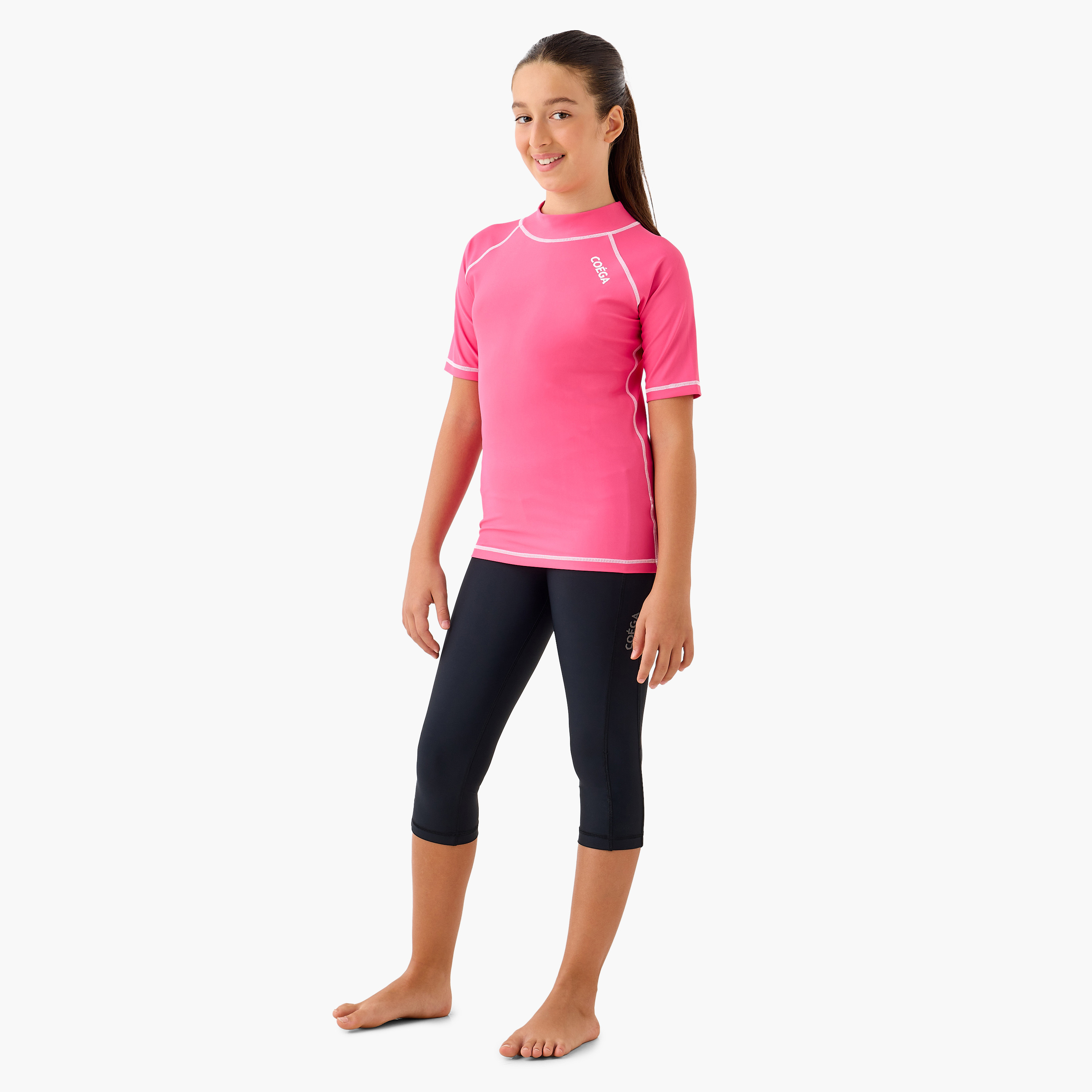 Coega Girls Youth Rash Guard, Short Sleeve, Pink-sports-girls-clothing-swimwear-image-2