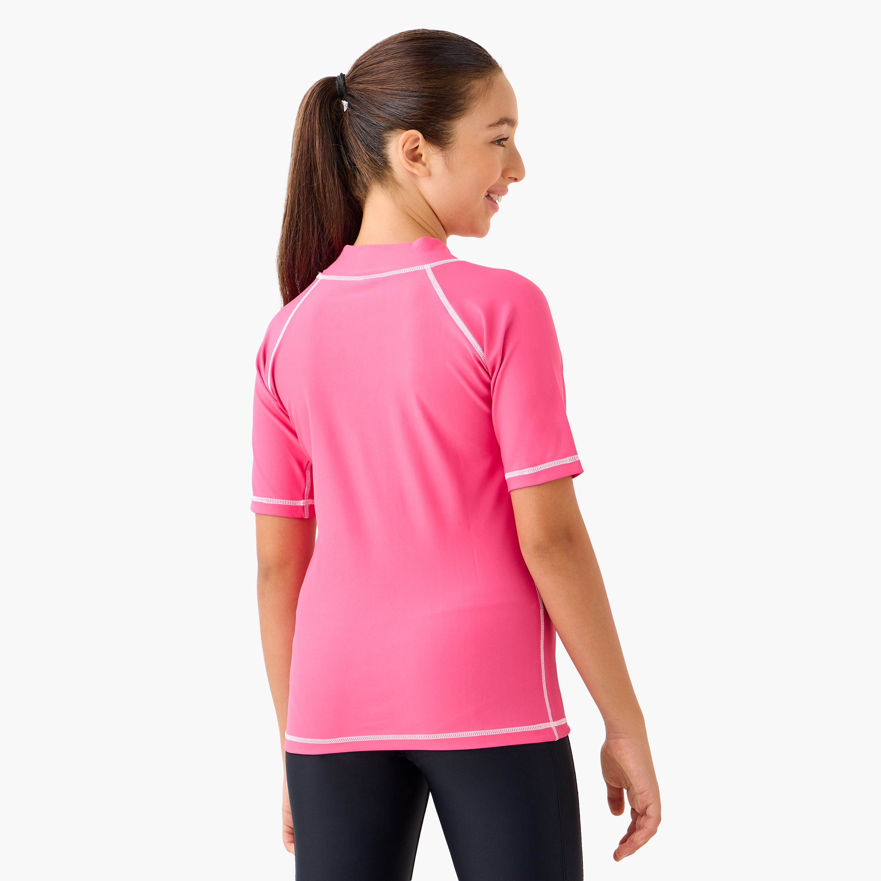 Coega Girls Youth Rash Guard, Short Sleeve, Pink-sports-girls-clothing-swimwear-image-3