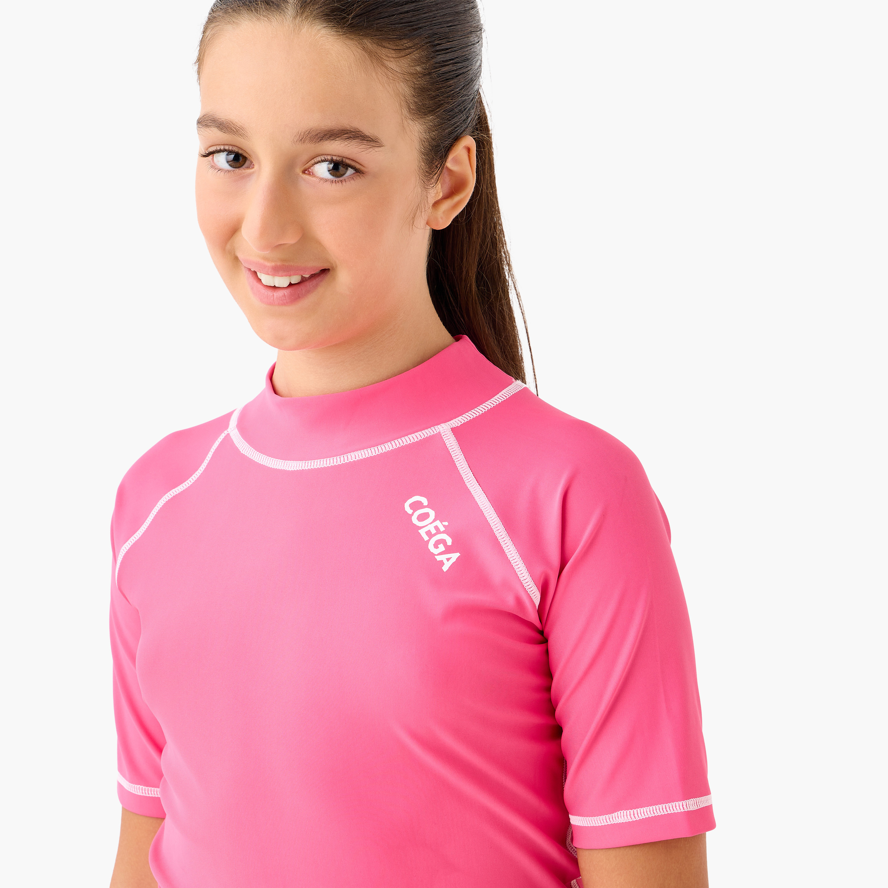  راش جارد شبابي بأكمام قصيرة للبنات مع لون وردي من كويغا-sports-girls-clothing-swimwear-image-4