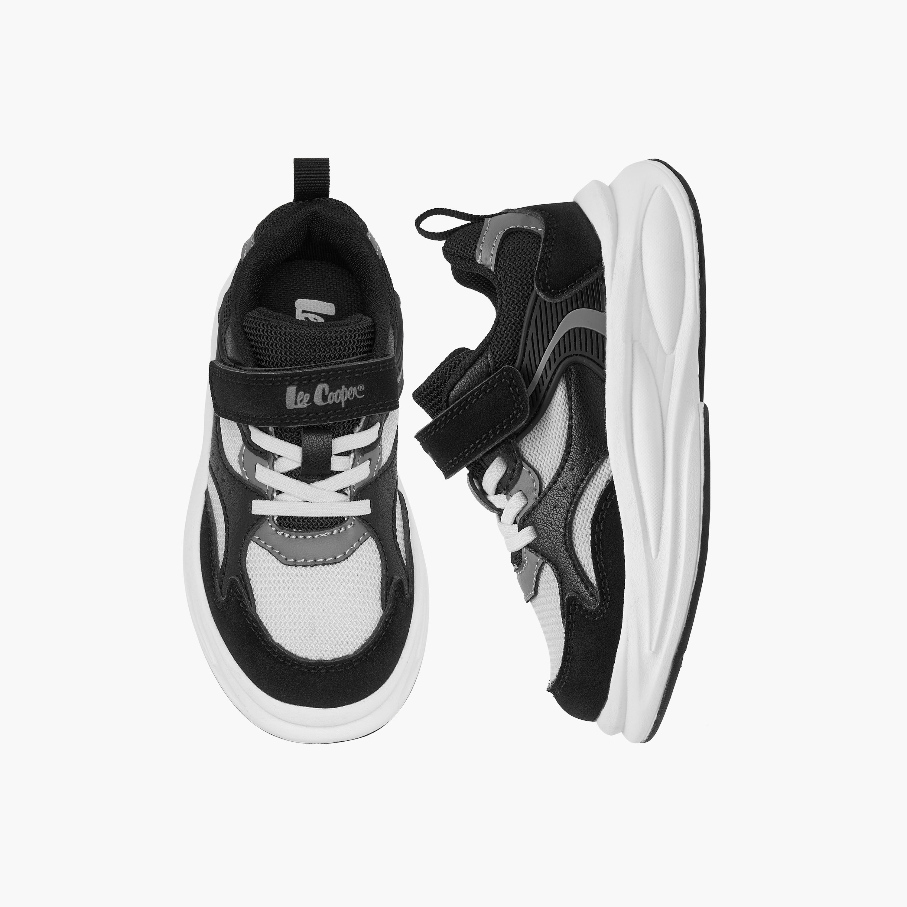 Lee Cooper Kids' Panelled Sneakers with Hook and Loop Closure-boys-shoes-sneakers-image-1