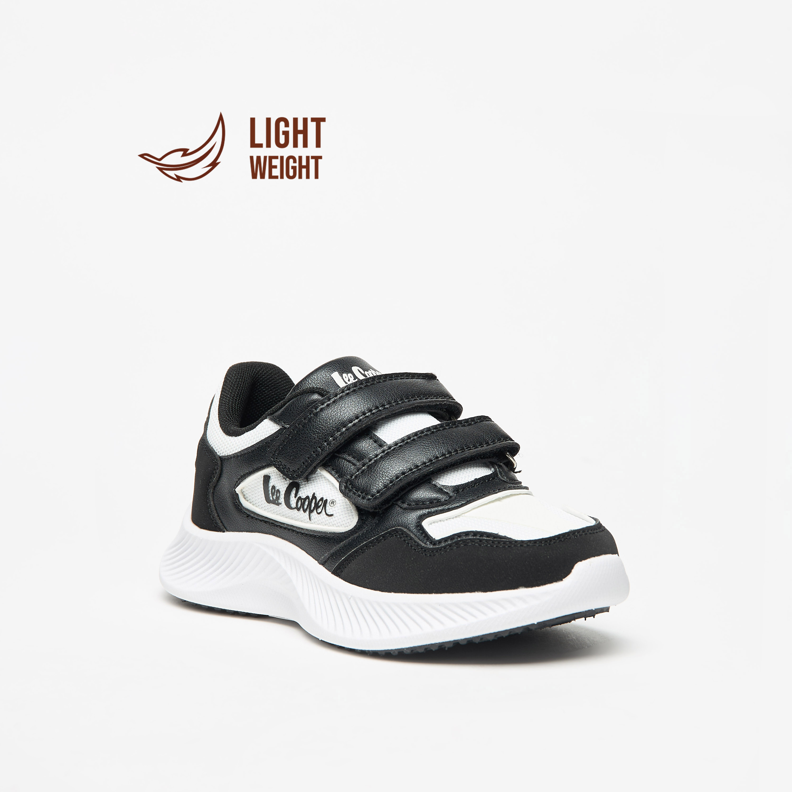 Lee Cooper Kids' Panelled Lightweight Sneakers with Hook and Loop Closure-boys-shoes-sneakers-image-1