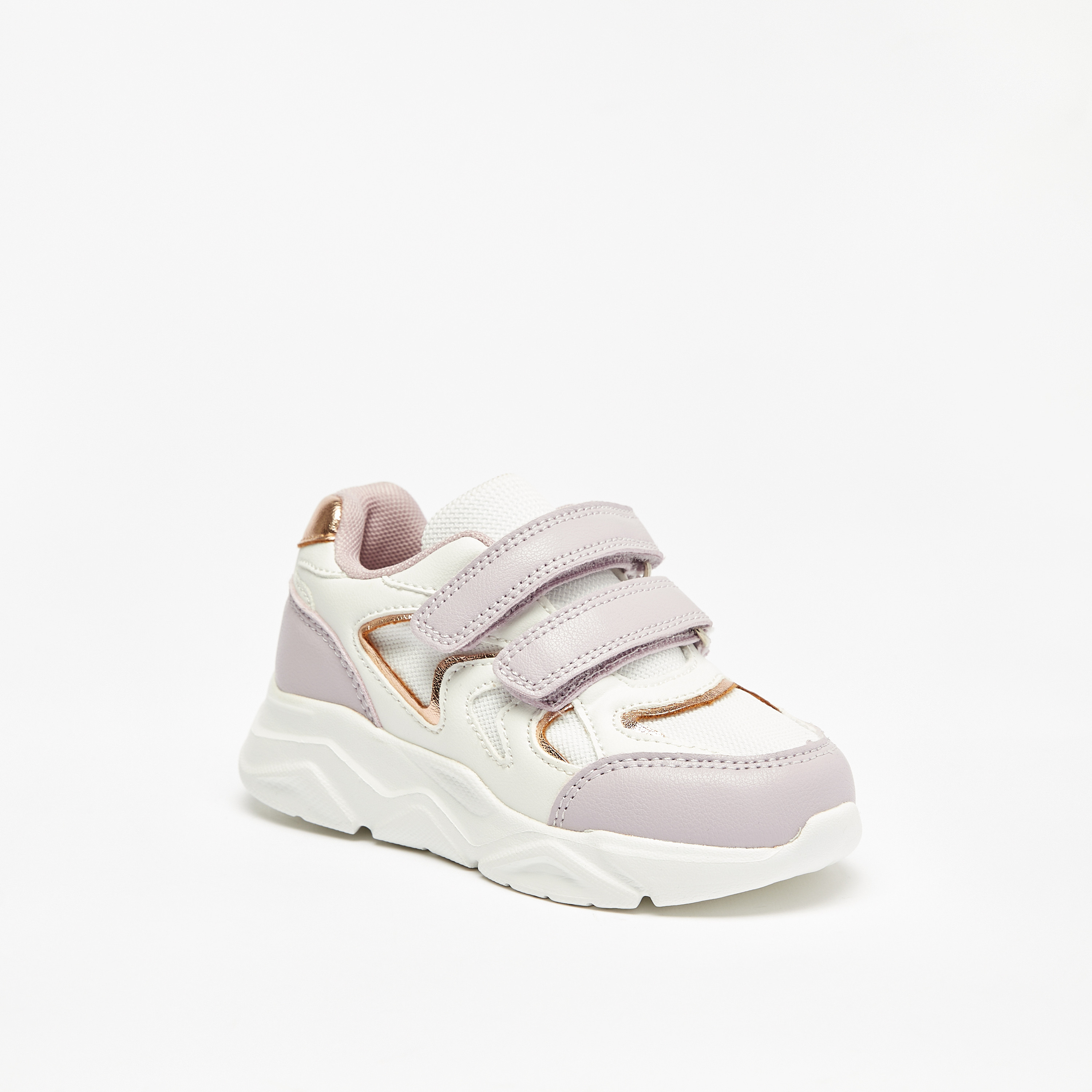 حذاء سنيكرز بألواح ونعل عريض وشريط إغلاق لاصق من جونيورز-girls-shoes-sneakers-image-1