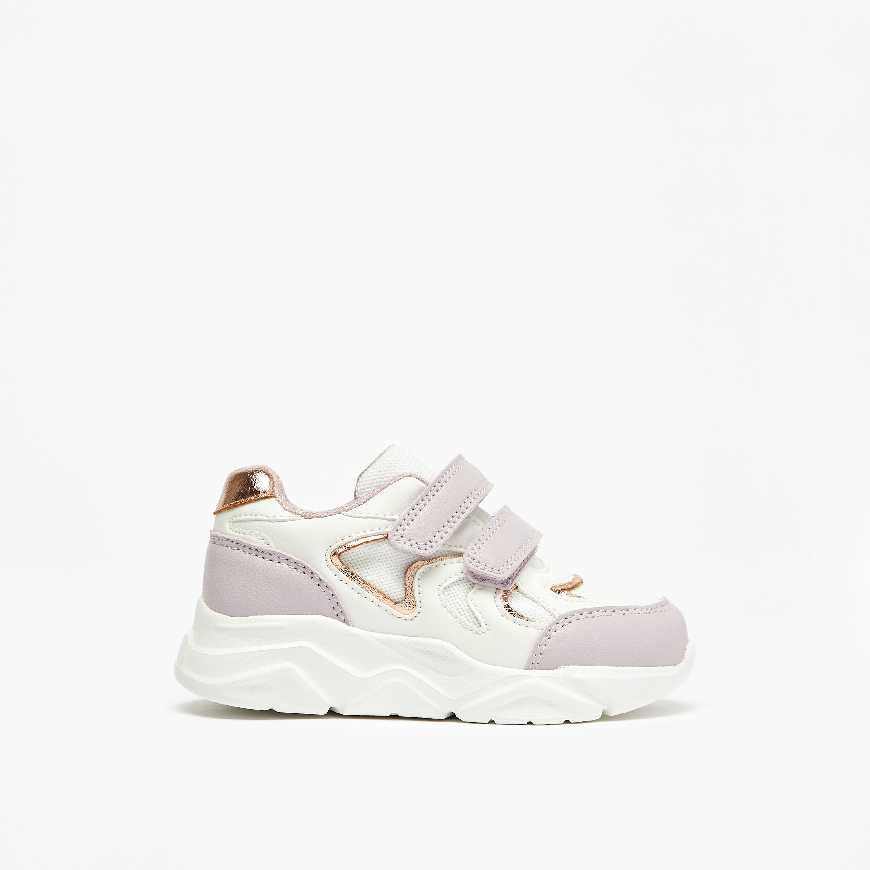 حذاء سنيكرز بألواح ونعل عريض وشريط إغلاق لاصق من جونيورز-girls-shoes-sneakers-image-3