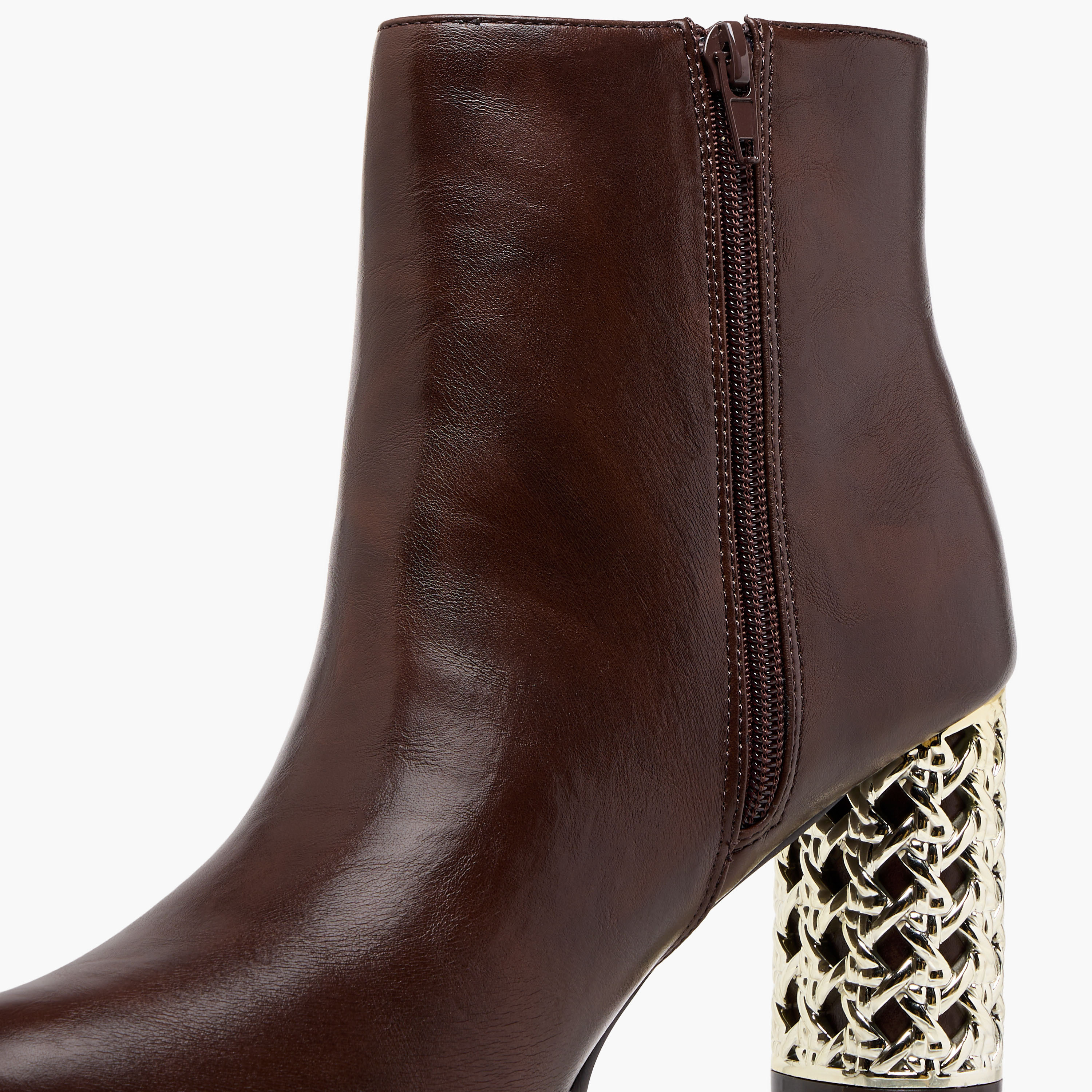Flora Bella Solid Ankle Boots with Metallic Block Heels-women-shoes-boots-image-4