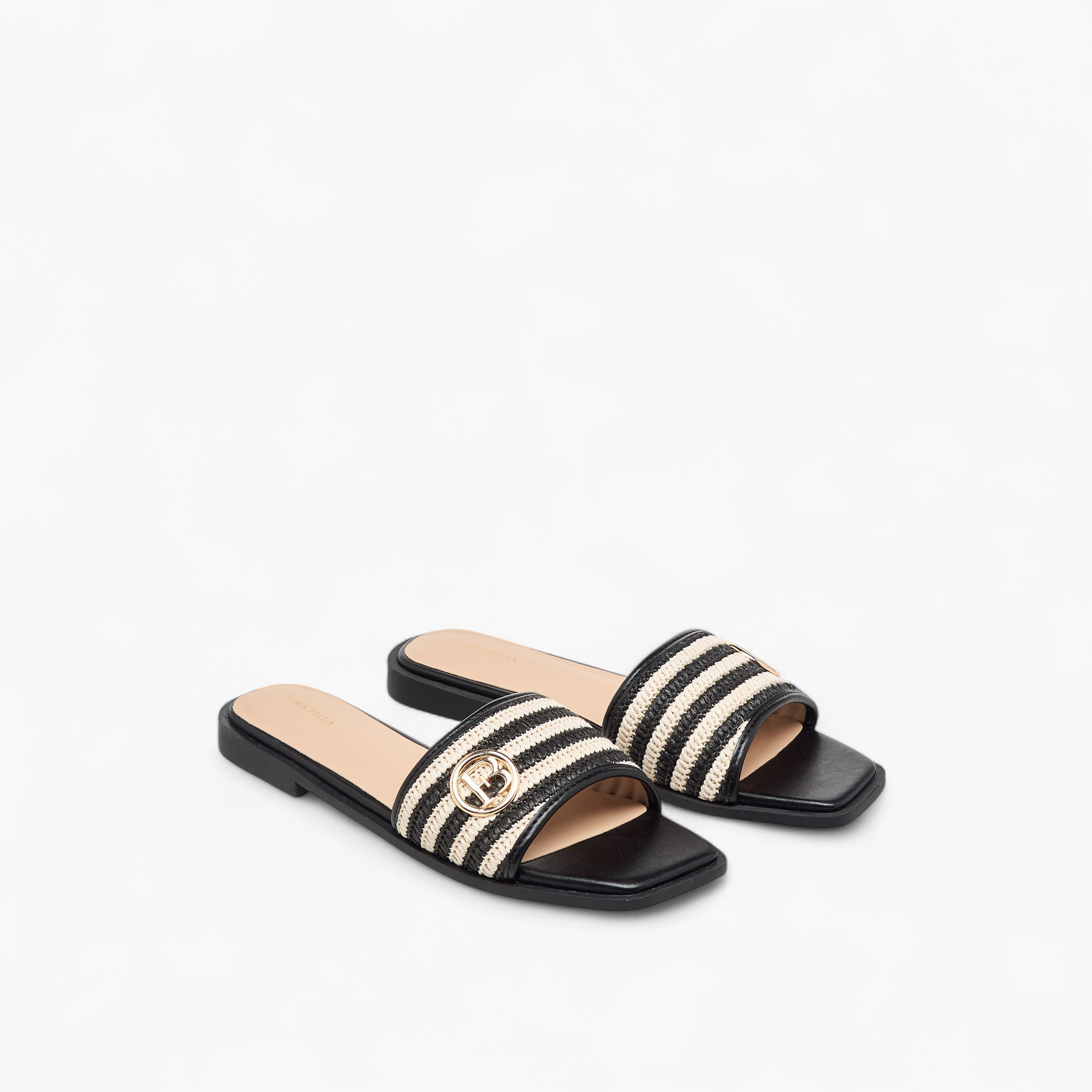 Flora Bella Textured Slip-On Flat Sandals with Metal Accent-women-shoes-flats-sandals-image-1