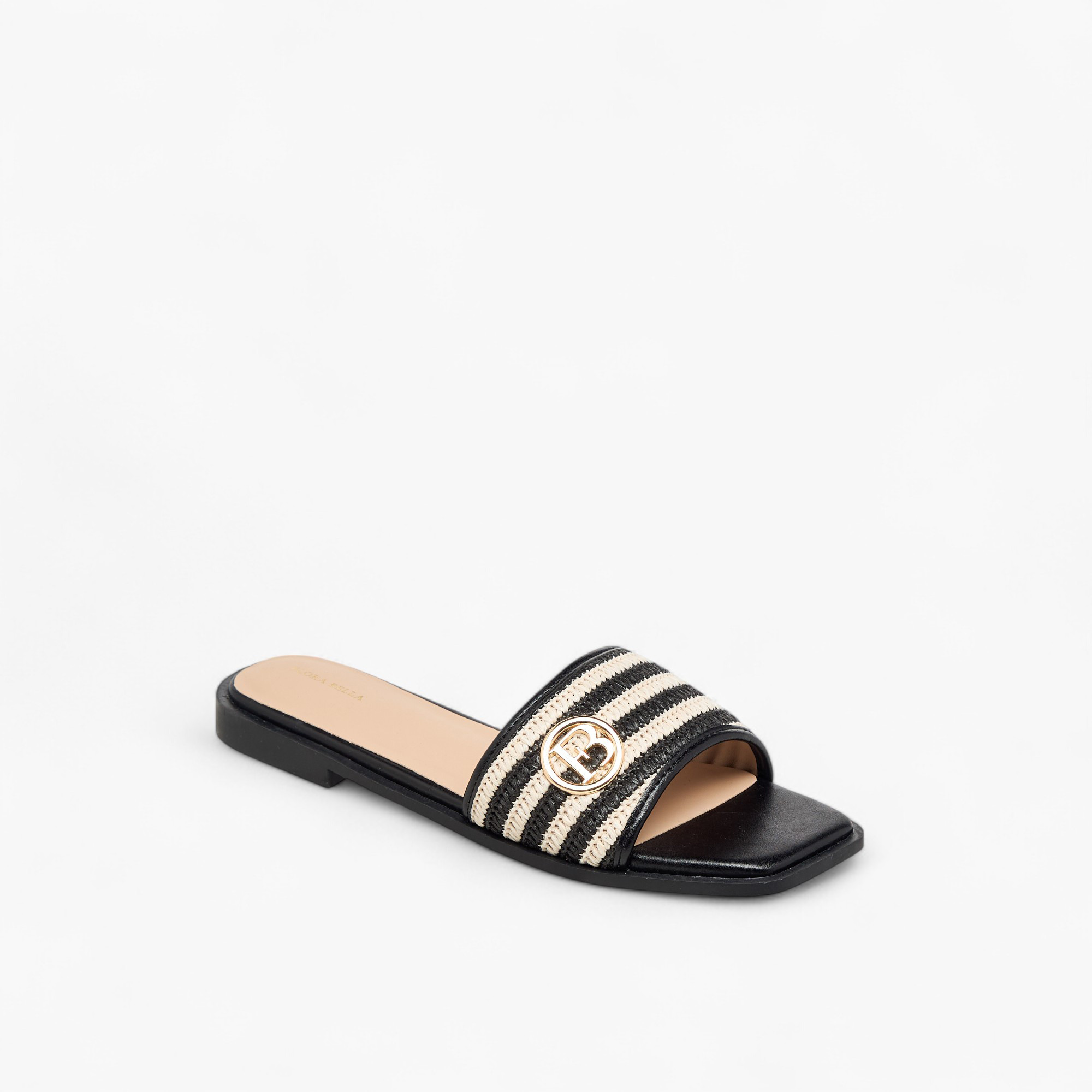 Flora Bella Textured Slip-On Flat Sandals with Metal Accent-women-shoes-flats-sandals-image-2