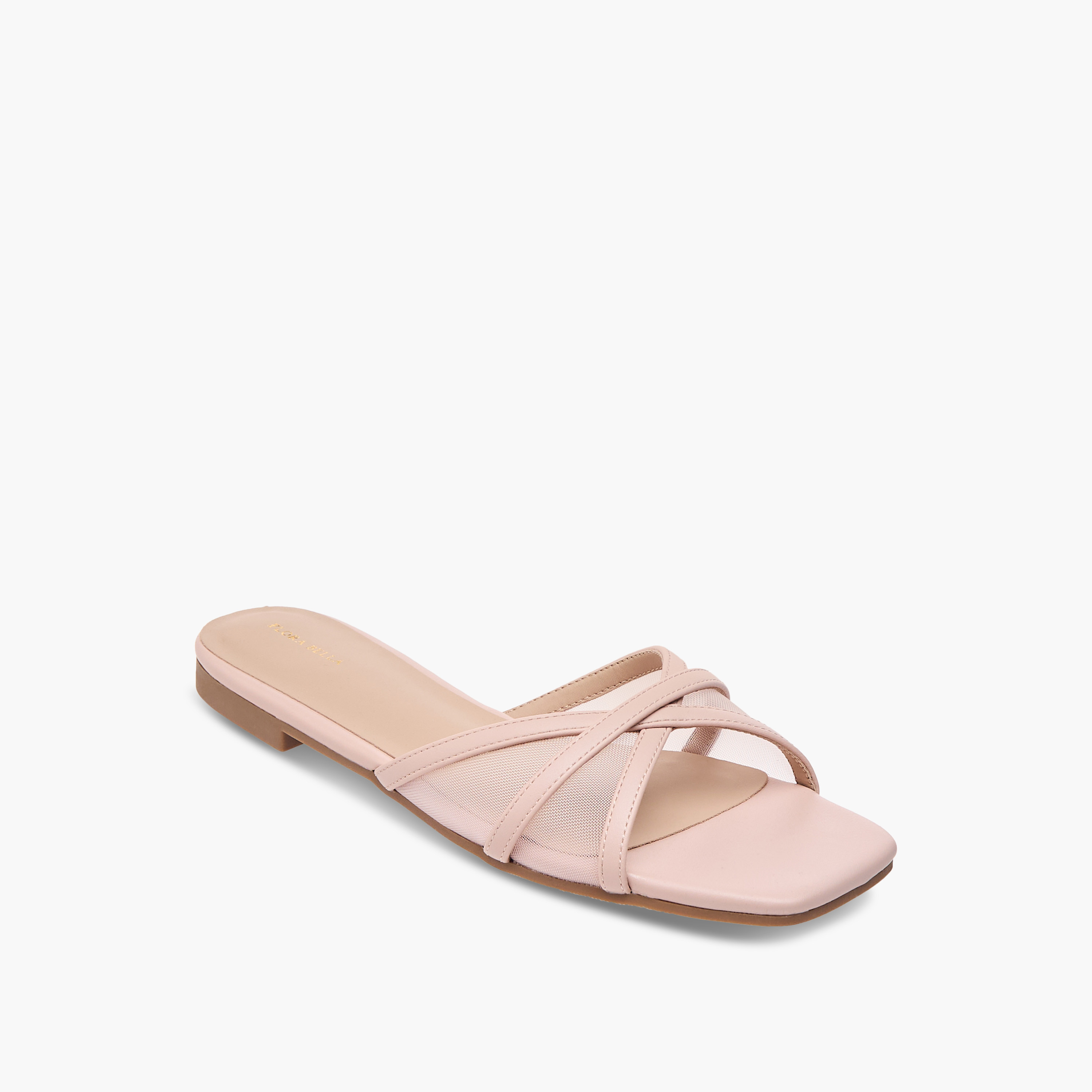 صندل بأحزمة متقاطعة وتفاصيل شبكية من فلورا بيلا-women-shoes-flats-sandals-image-2