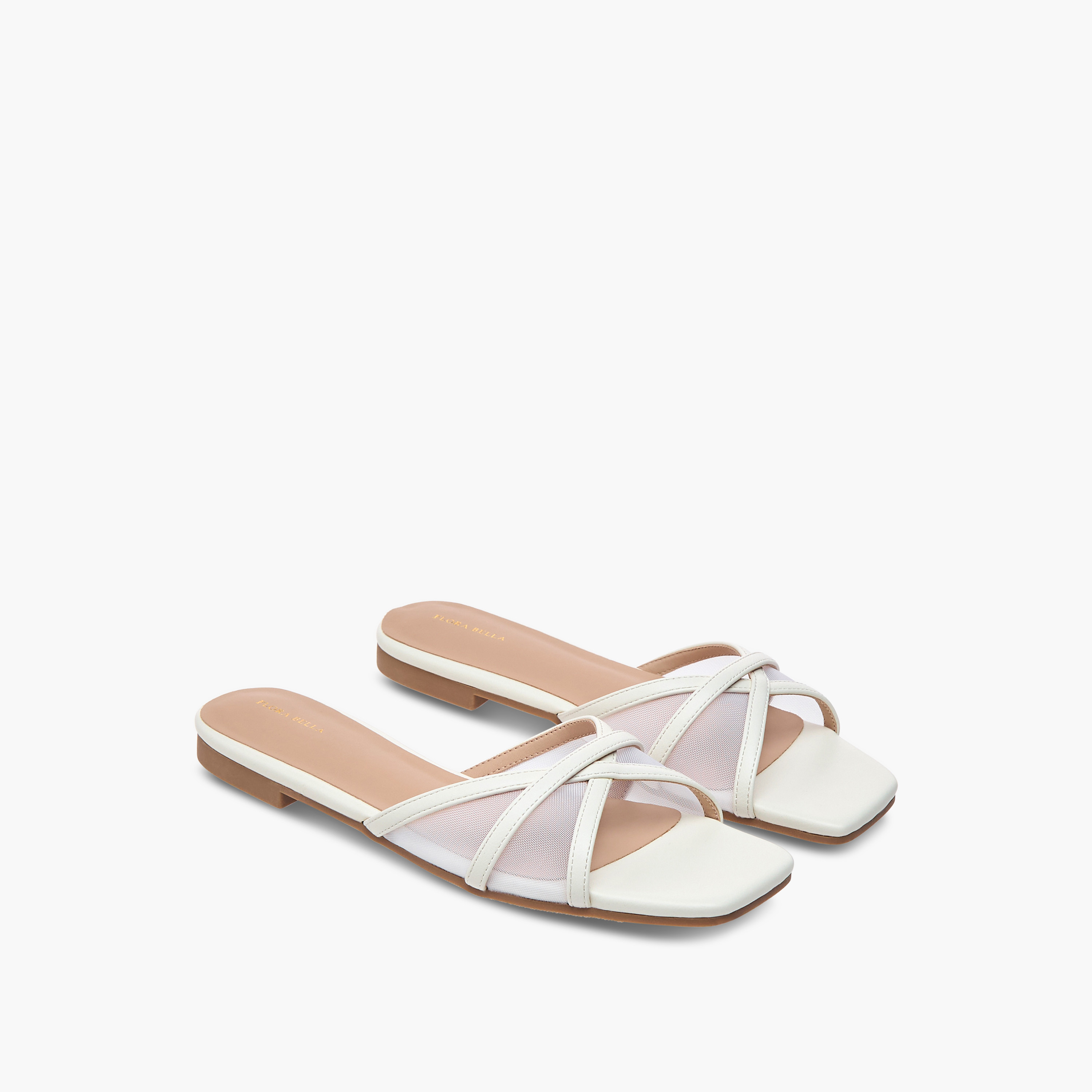 Flora Bella Mesh Detail Slip-On Cross Strap Sandals-women-shoes-flats-sandals-image-1