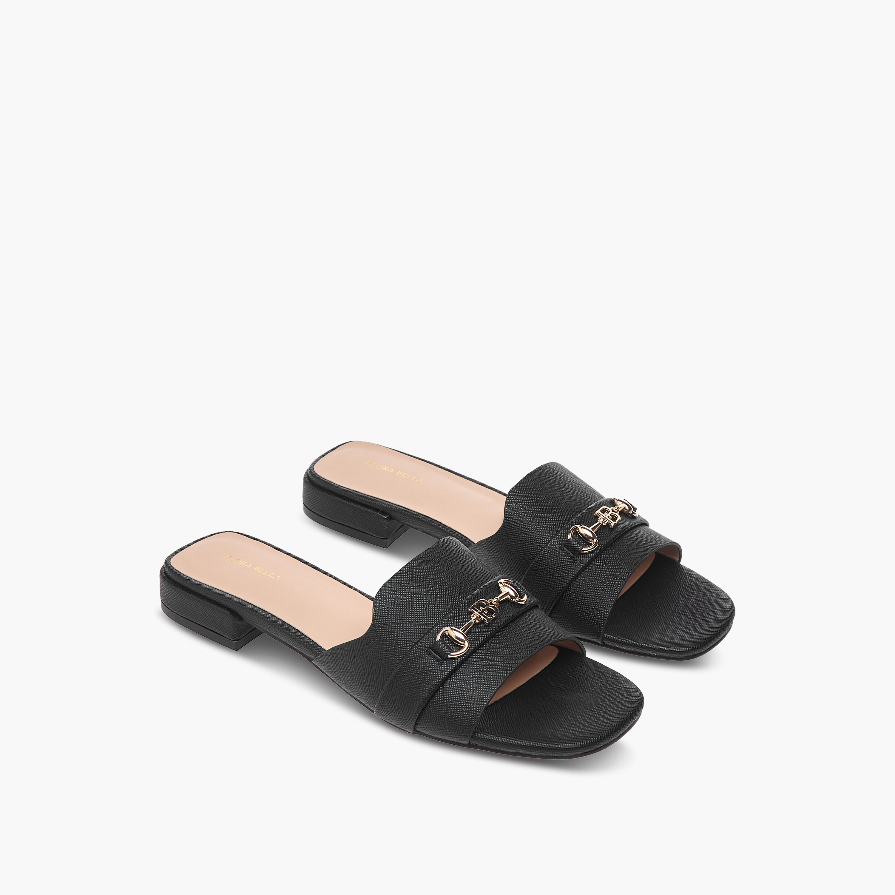 Flora Bella Textured Slip-On Sandals with Metal Accent-women-shoes-flats-sandals-image-1