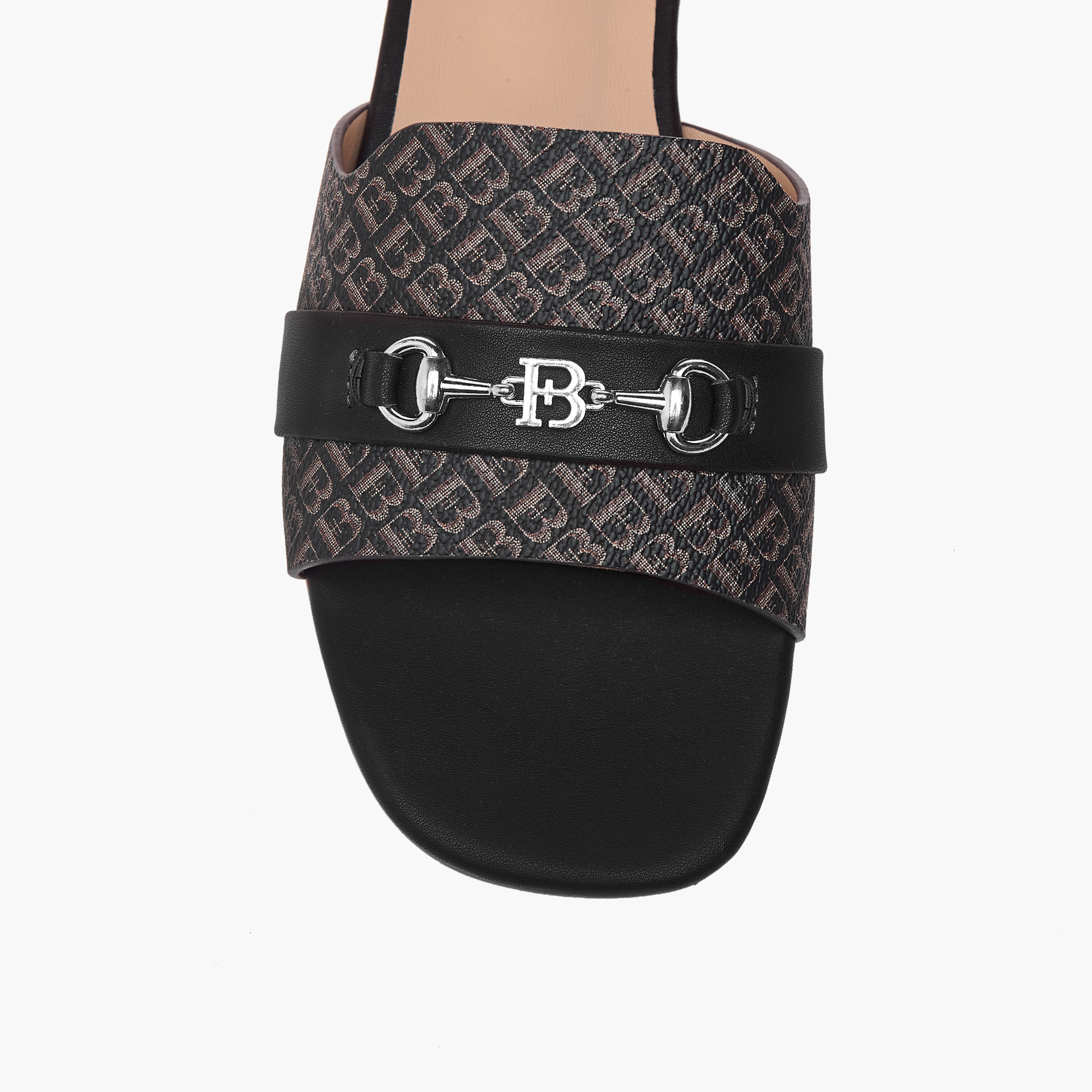 Flora Bella Monogram Print Slip-On Sandals with Metal Accent-women-shoes-flats-sandals-image-4
