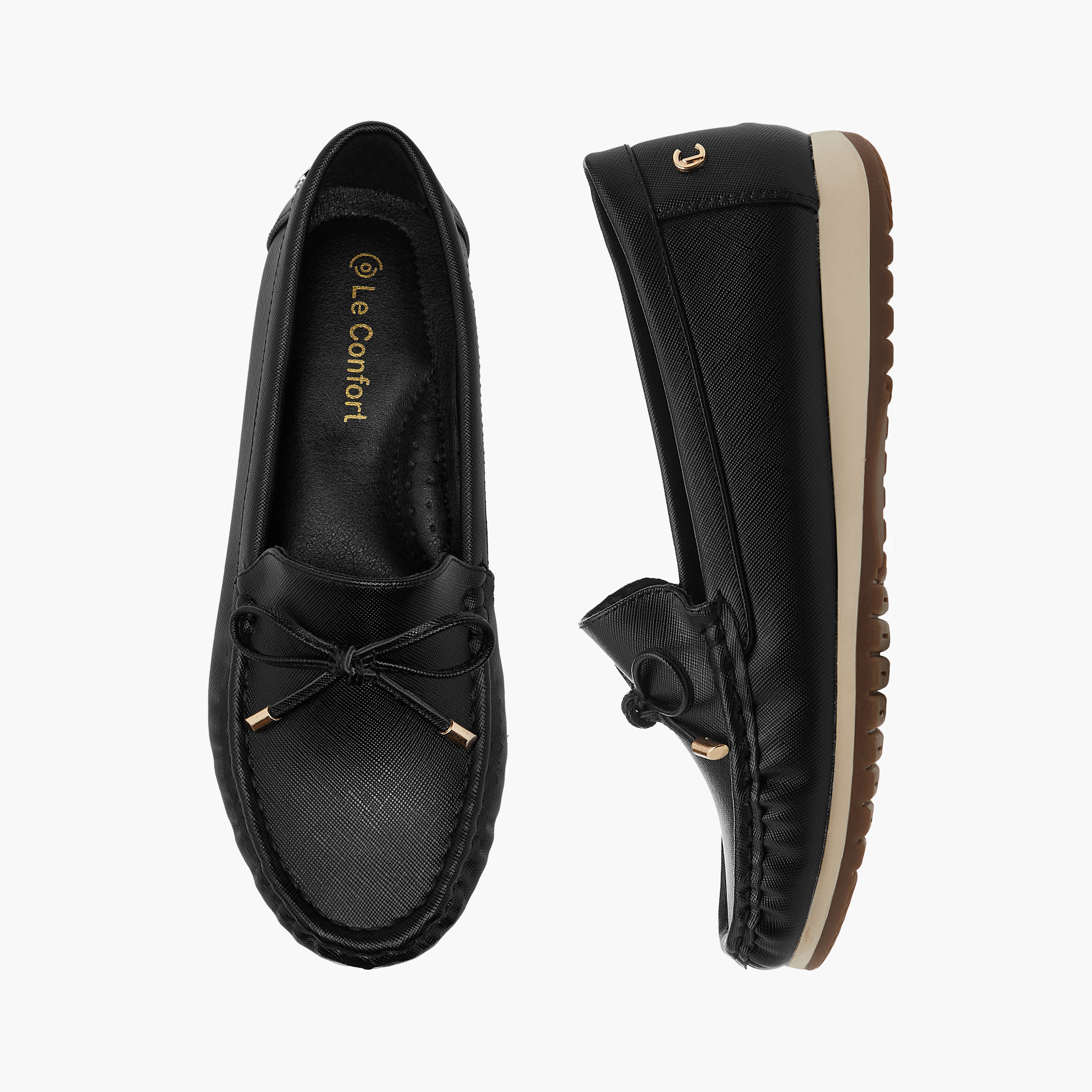 حذاء موكاسين مريح سهل الارتداء بتفاصيل فيونكة من لو كونفورت-women-shoes-flats-moccasins-image-1