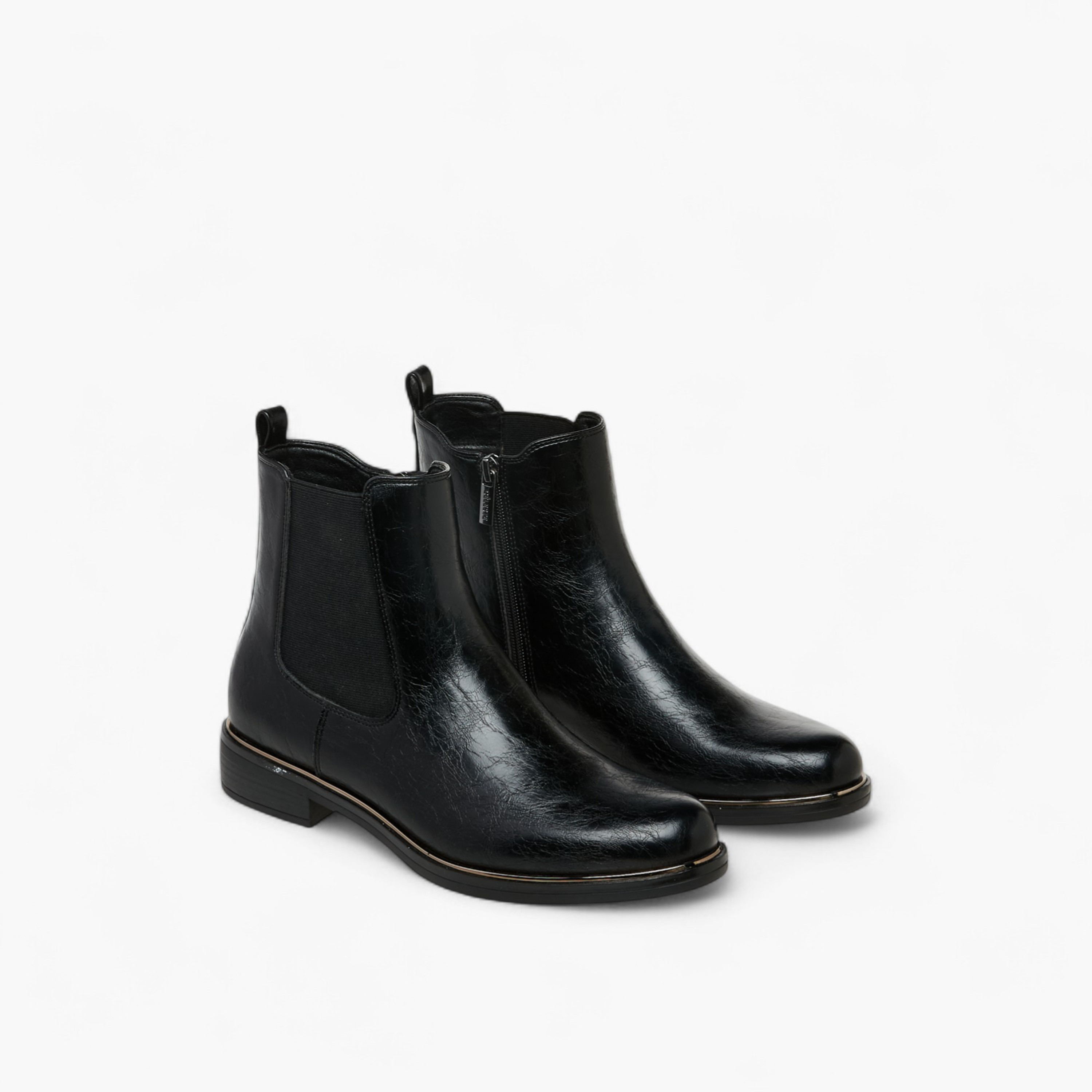 Celeste Women's Solid Ankle Boots with Zip Closure and Pull Tabs-women-shoes-boots-image-1