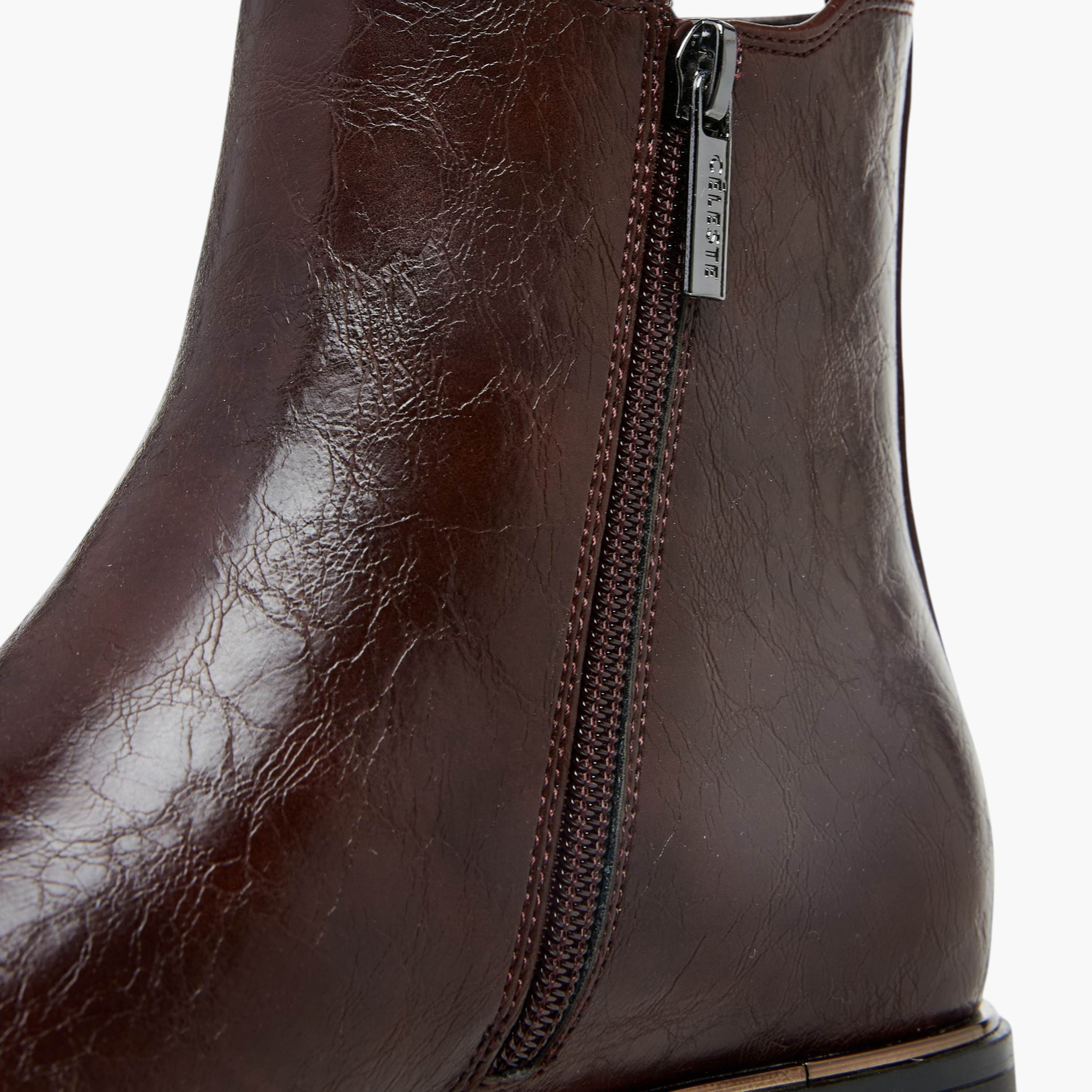 Celeste Women's Solid Ankle Boots with Zip Closure and Pull Tabs-women-shoes-boots-image-5
