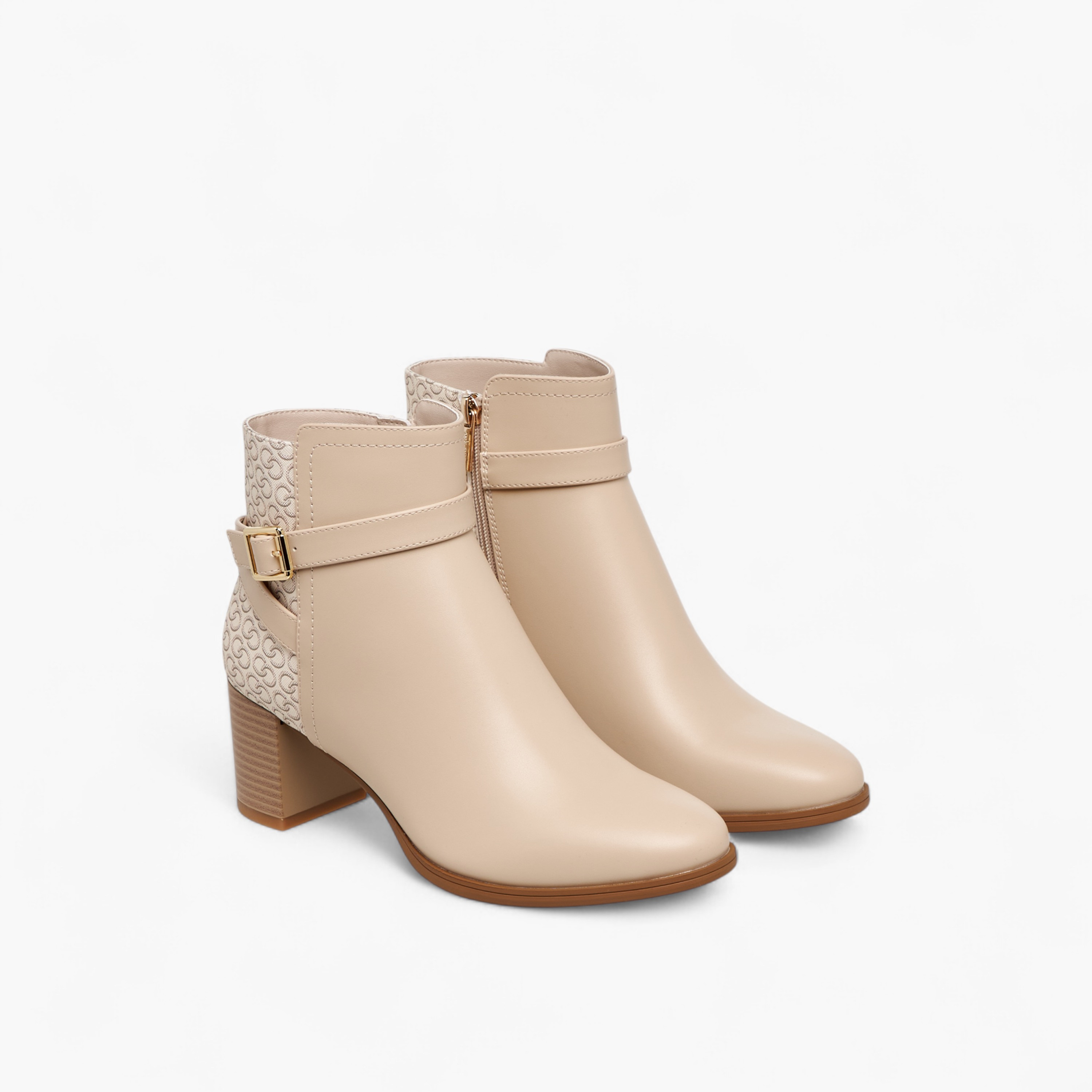 Celeste Women's Monogram Print Ankle Boots with Block Heel-women-shoes-boots-image-1