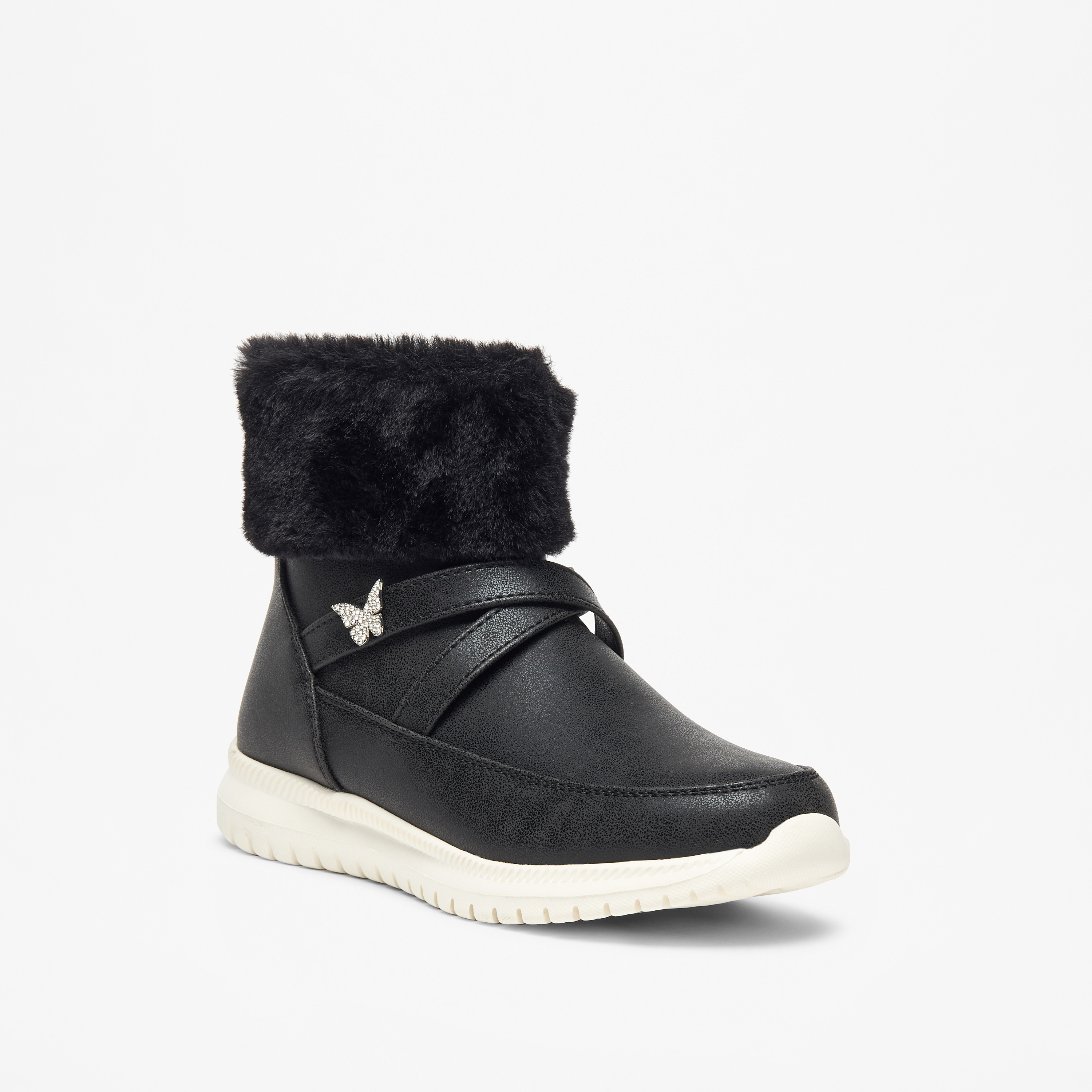 Flora Bella Plush Detail High Cut Boots with Zip Closure-girls-shoes-boots-image-1