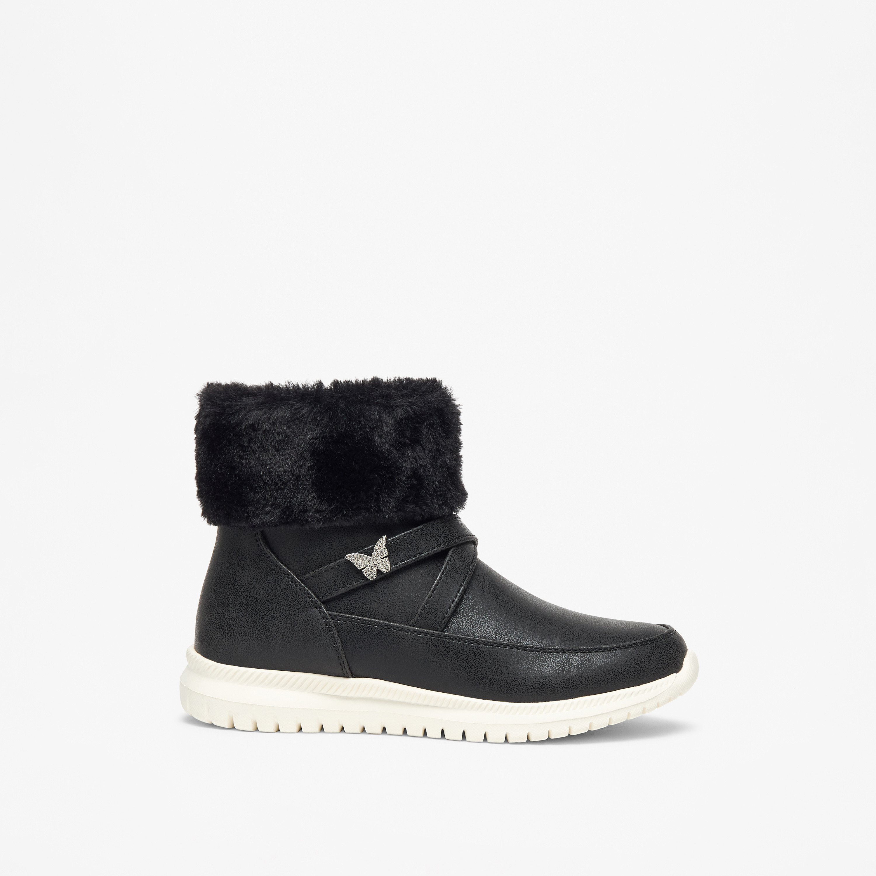 Flora Bella Plush Detail High Cut Boots with Zip Closure-girls-shoes-boots-image-3