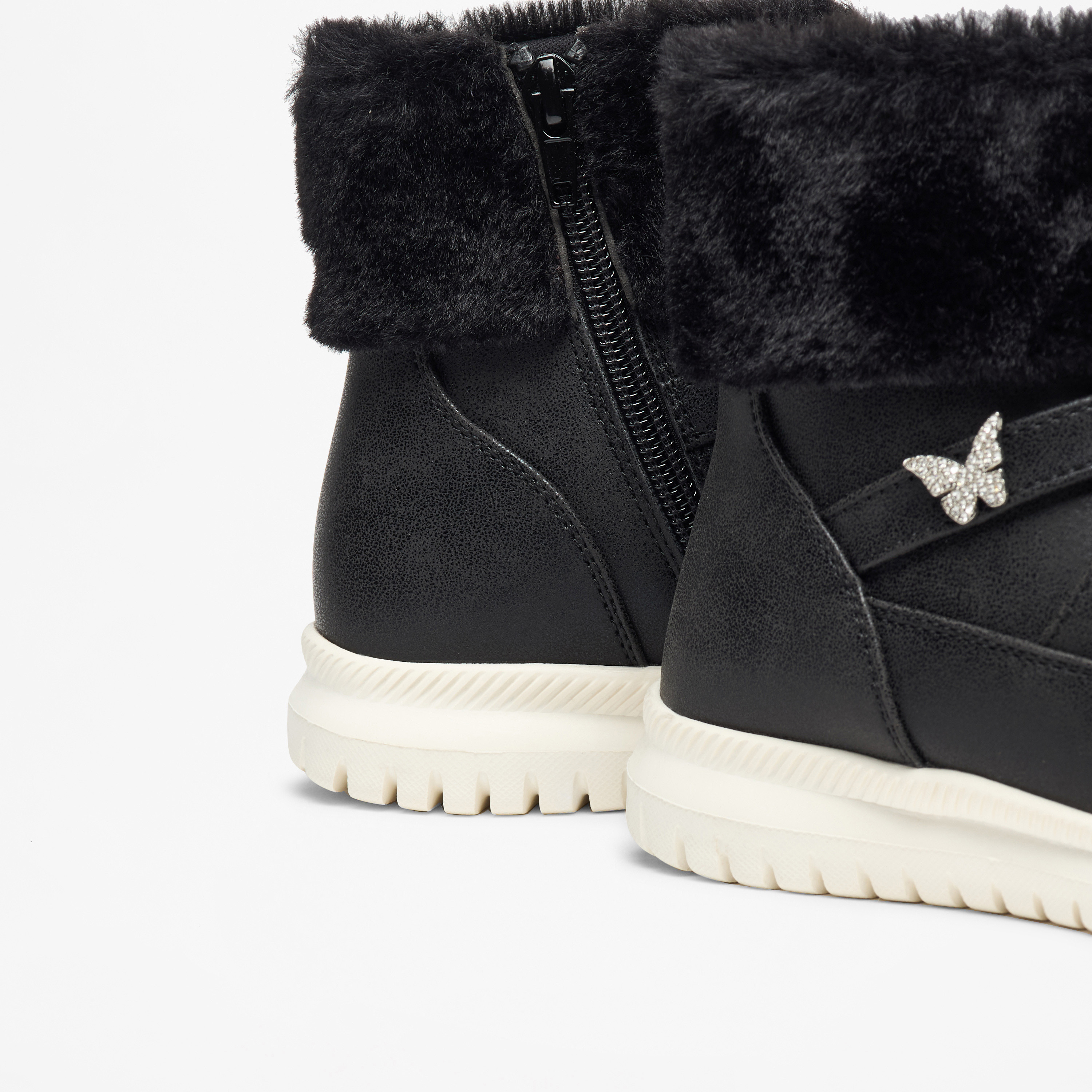 Flora Bella Plush Detail High Cut Boots with Zip Closure-girls-shoes-boots-image-5
