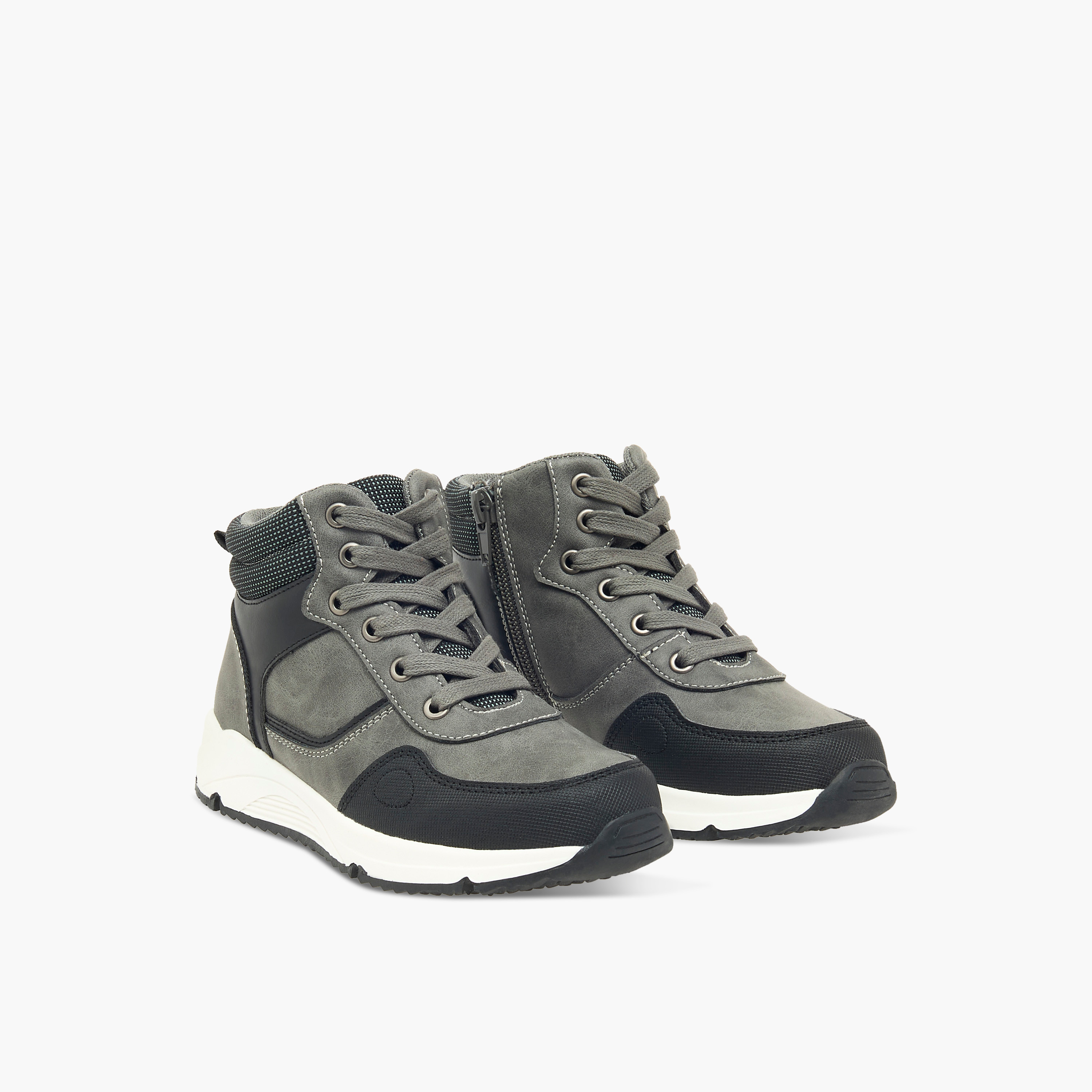 LBL by Shoexpress Panelled High Cut Boots with Zip Closure-boys-shoes-boots-image-6