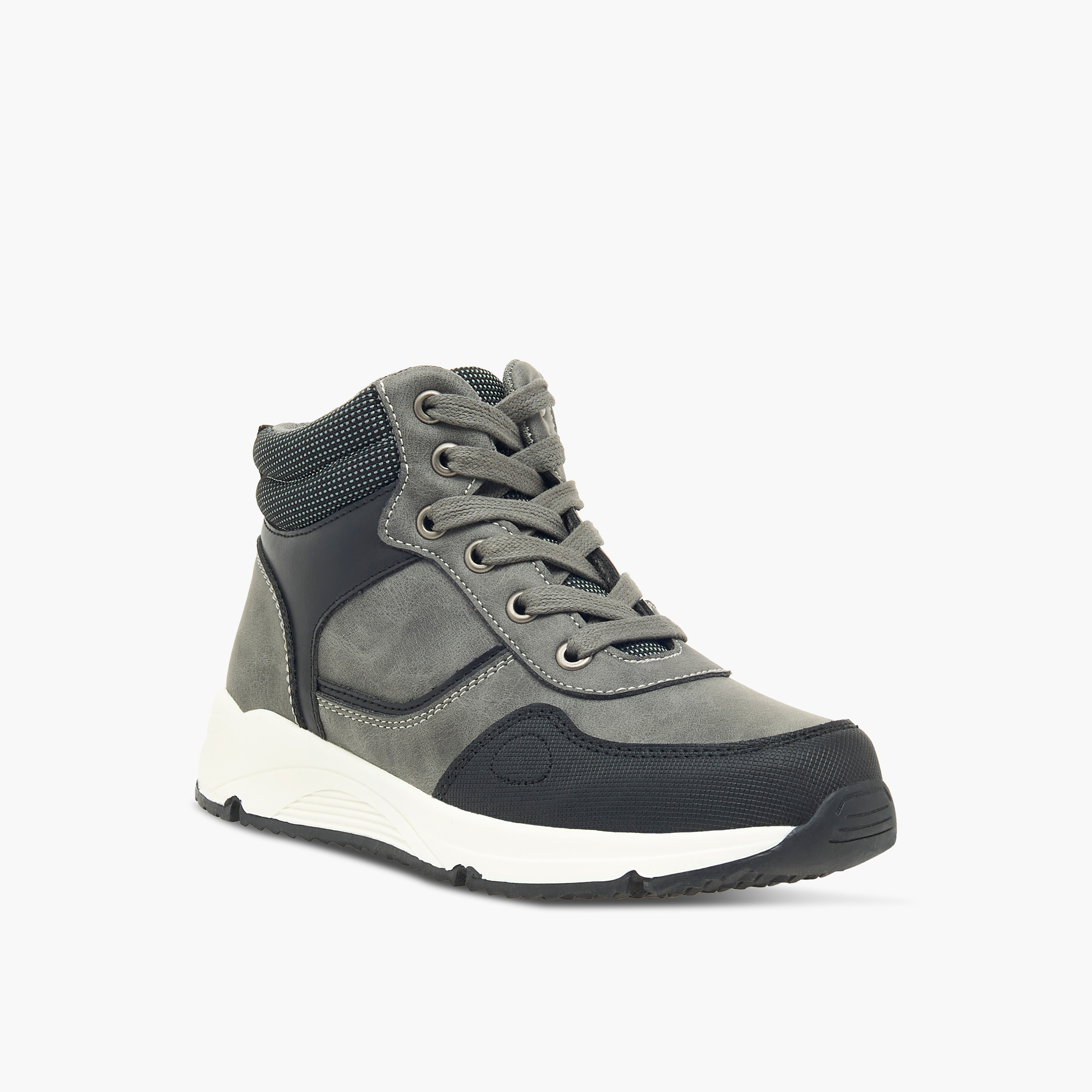 LBL by Shoexpress Panelled High Cut Boots with Zip Closure-boys-shoes-boots-image-7