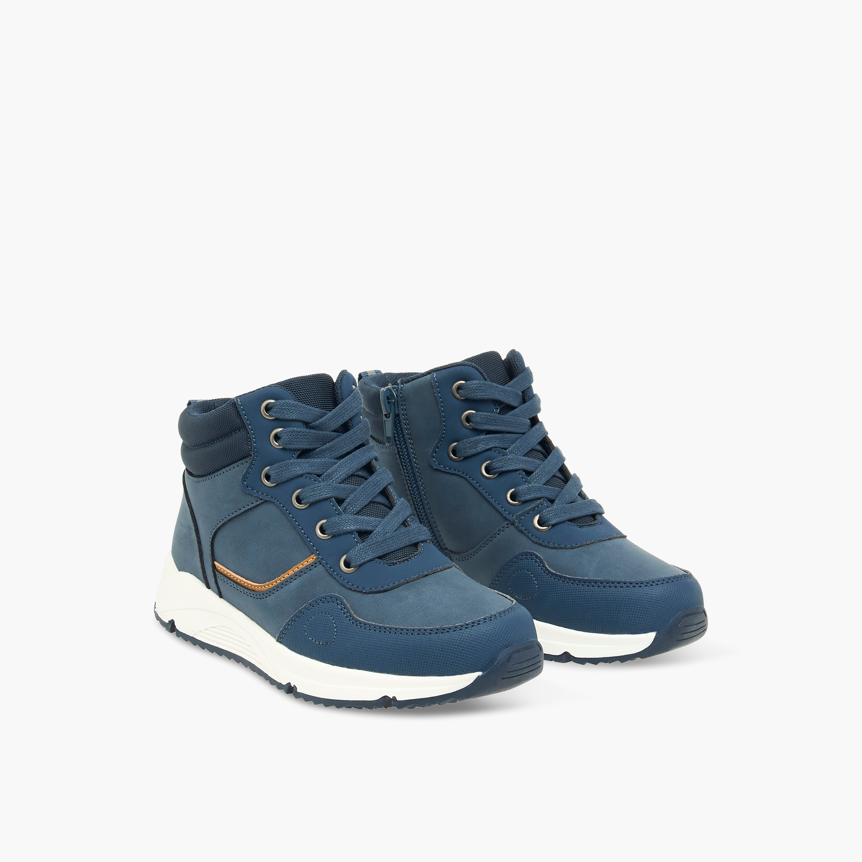 LBL by Shoexpress Panelled High Cut Boots with Zip Closure-boys-shoes-boots-image-1