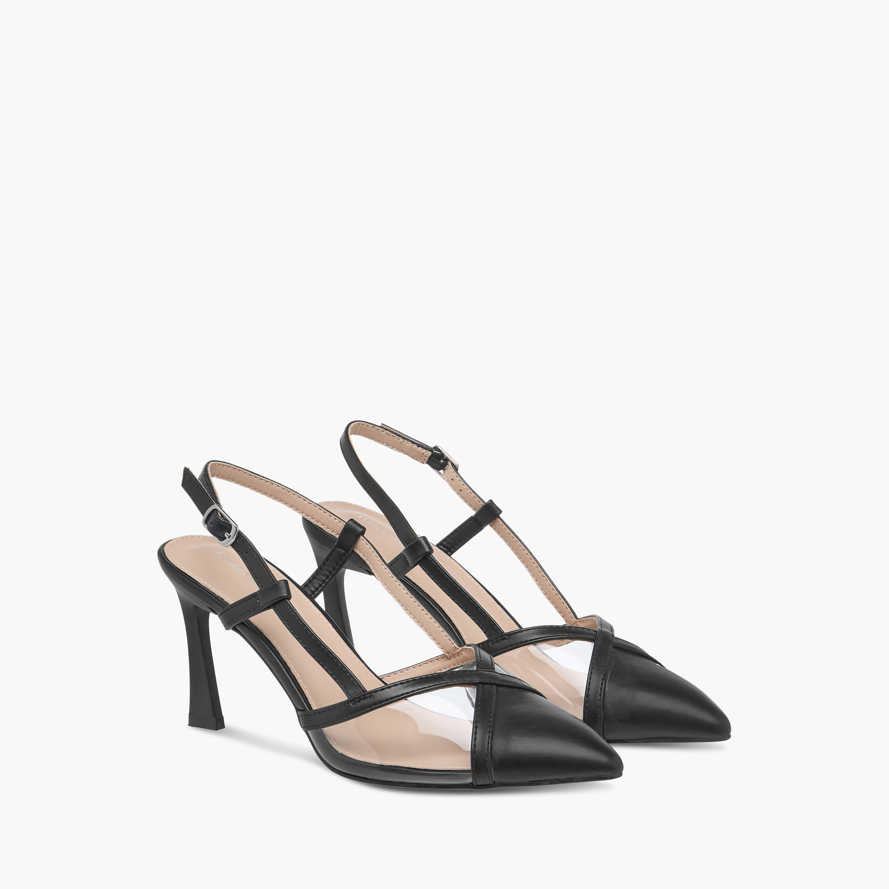 حذاء بكعب واسع ومقدمة مدببة وحزام خلفي وإبزيم إغلاق من فلورا بيلا-women-shoes-heels-image-1