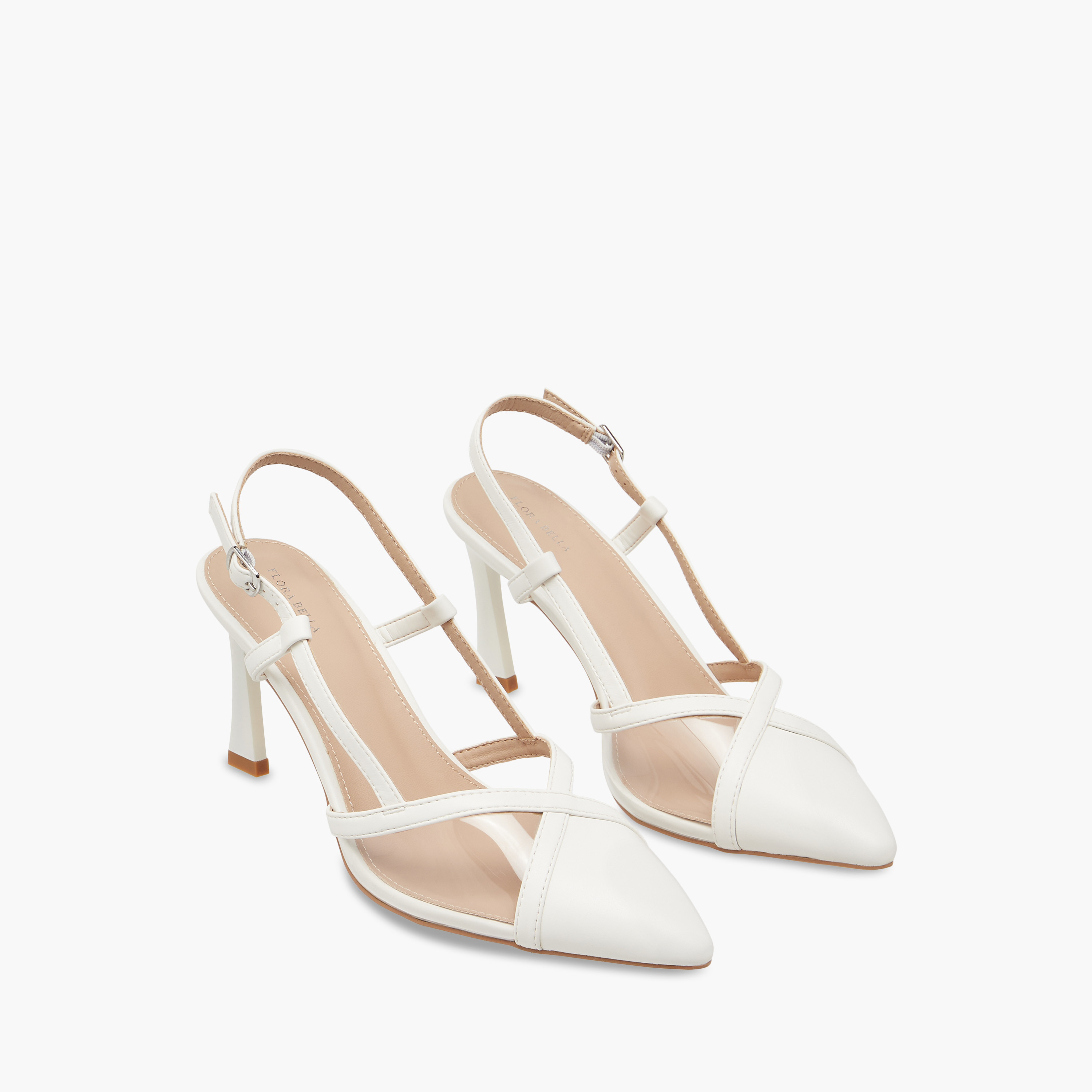 Flora Bella Pointed Toe Slingback Shoes with Flared Heels and Buckle Closure-women-shoes-heels-image-1