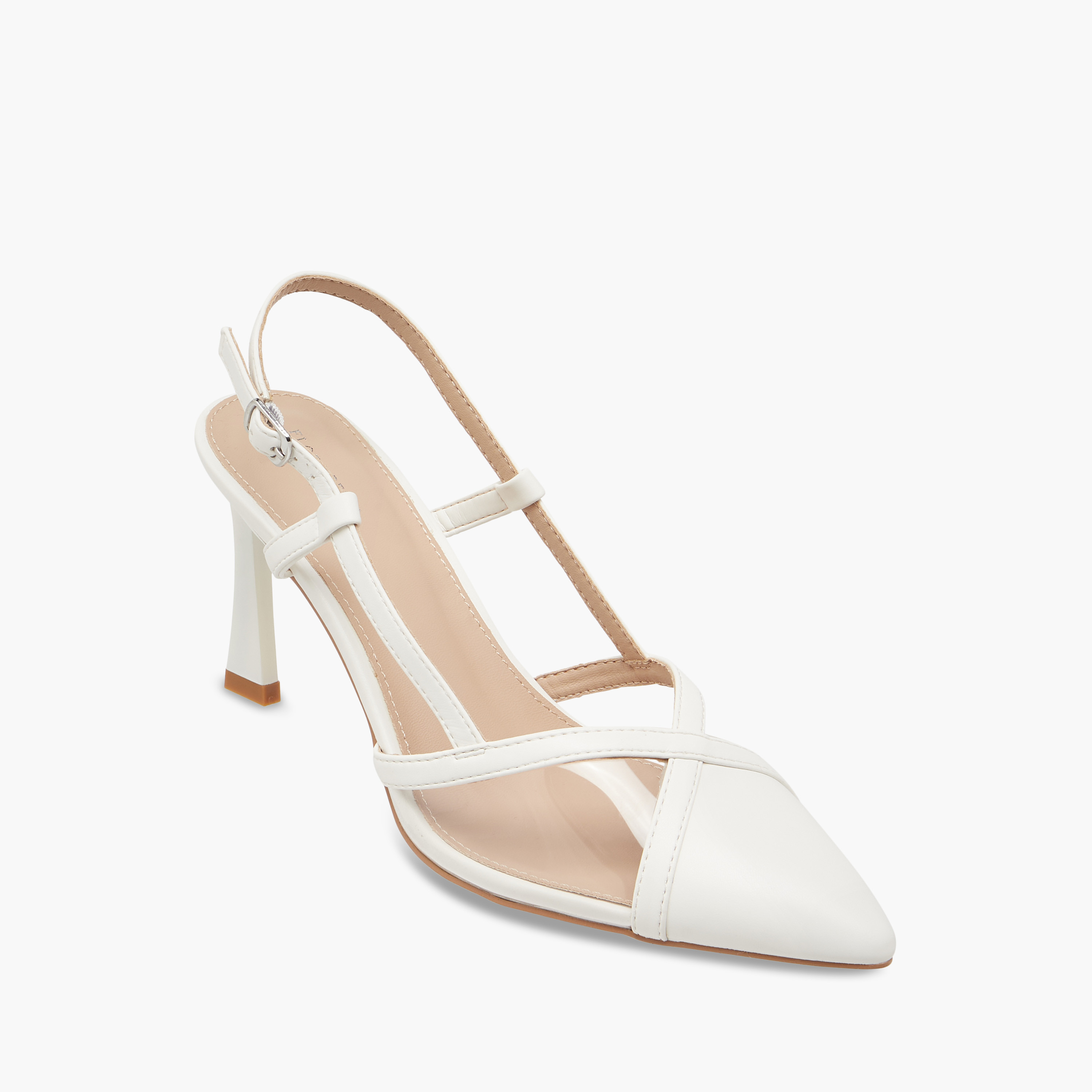 Flora Bella Pointed Toe Slingback Shoes with Flared Heels and Buckle Closure-women-shoes-heels-image-2