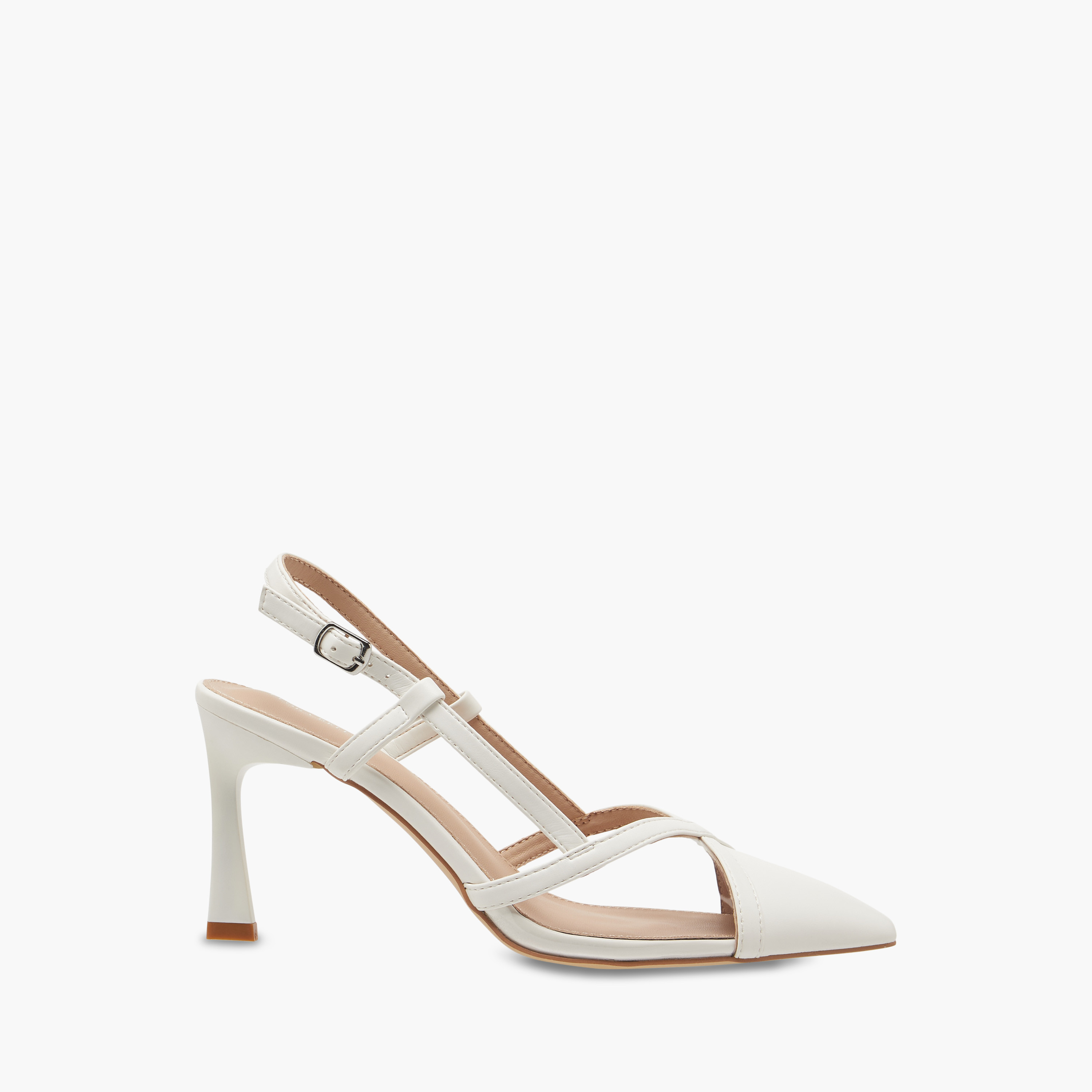 Flora Bella Pointed Toe Slingback Shoes with Flared Heels and Buckle Closure-women-shoes-heels-image-3