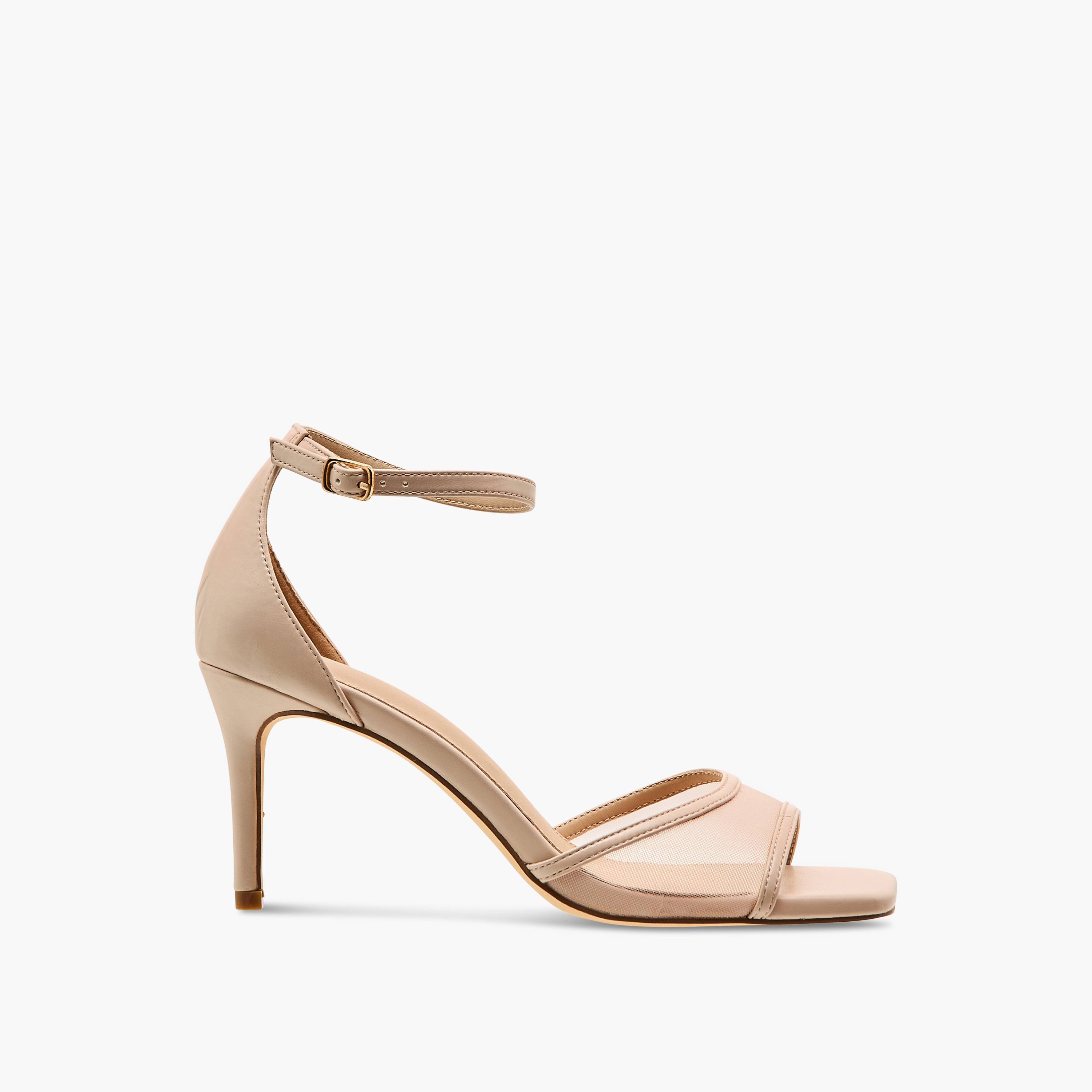 Flora Bella Mesh Detail Stiletto Sandals with Ankle Strap and Buckle Closure-women-shoes-sandals-heeled-image-3