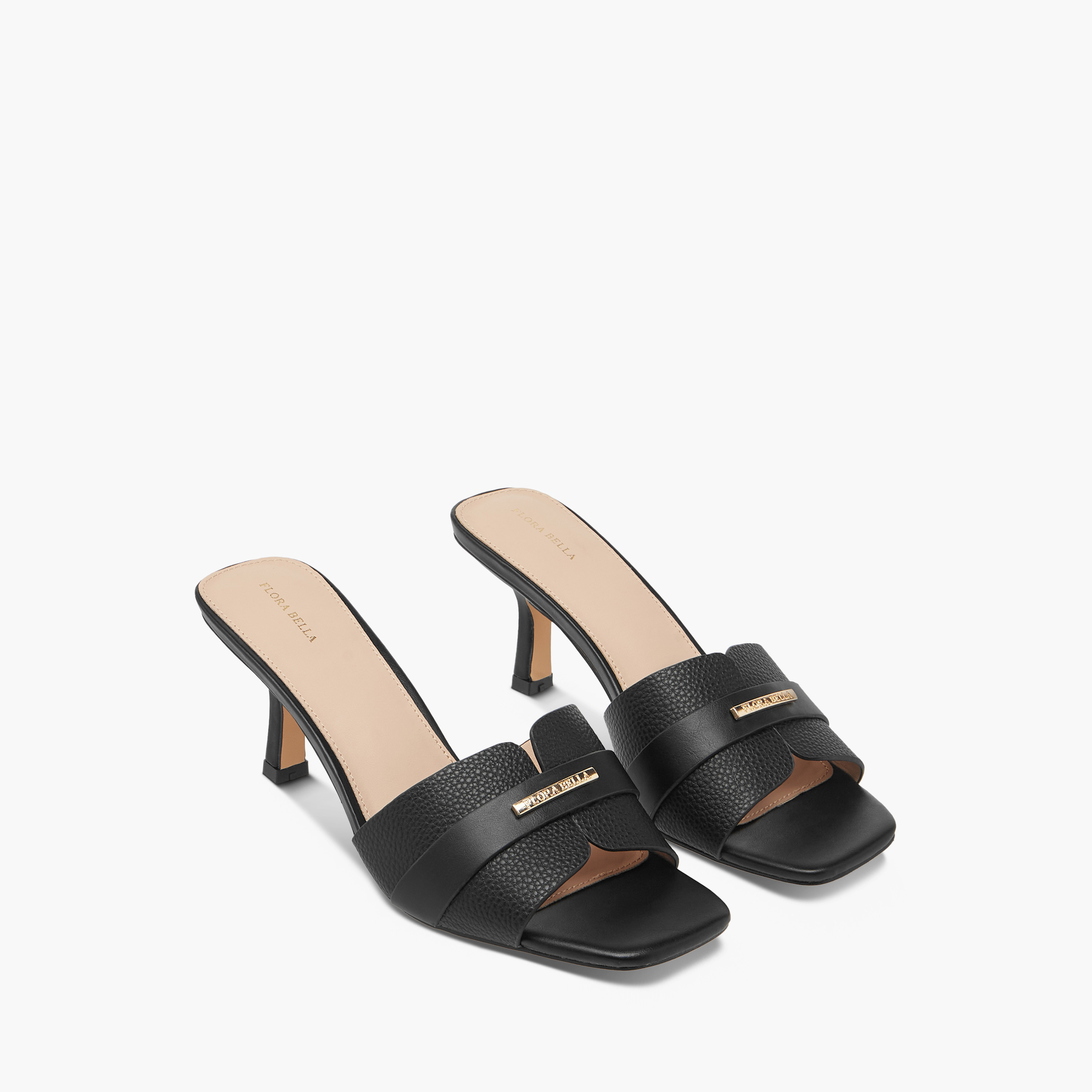 Flora Bella Textured Slip-On Sandals with Flared Heels-women-shoes-sandals-heeled-image-1