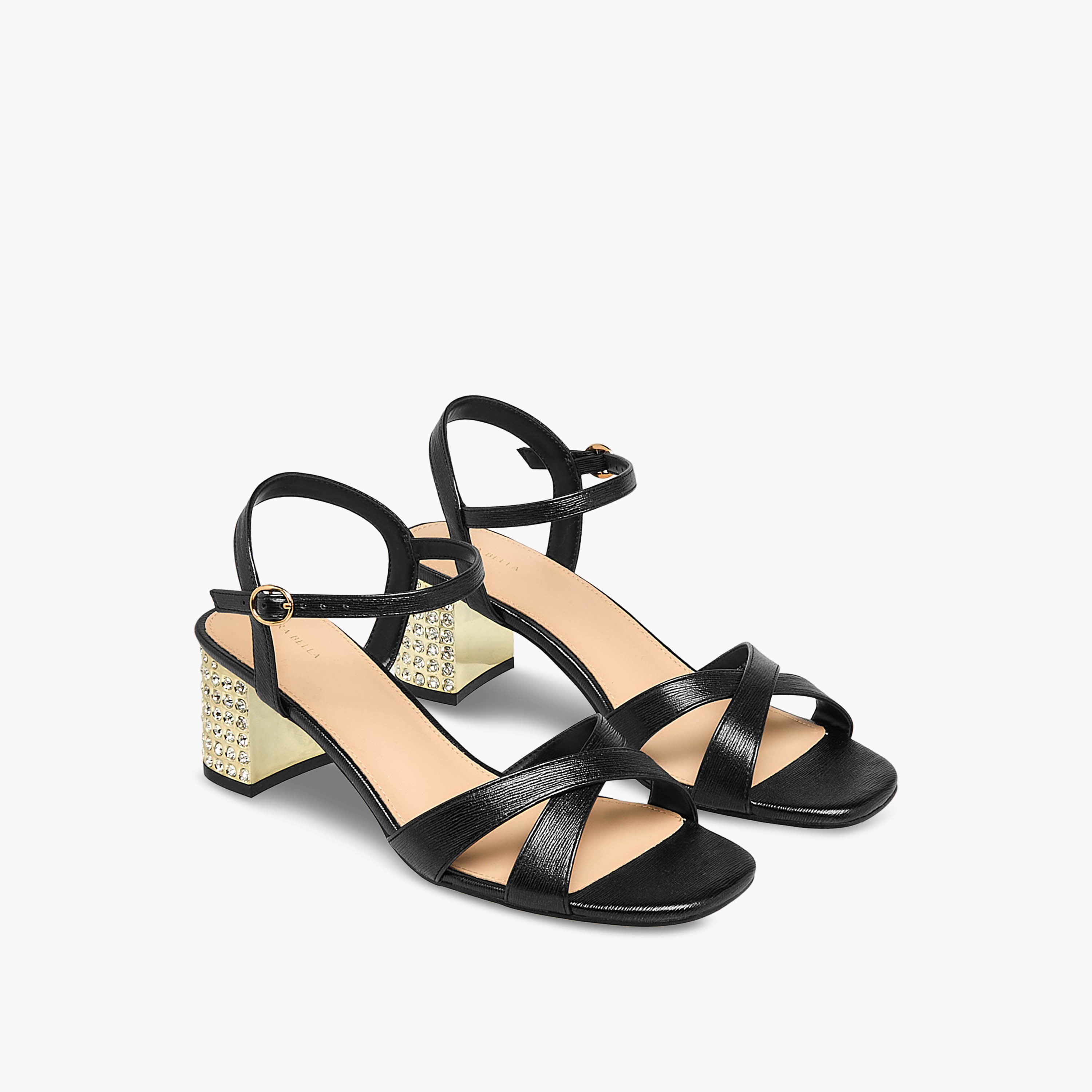 صندل بكعب عريض وتزيينات للنساء من فلورا بيلا-women-shoes-sandals-heeled-image-1