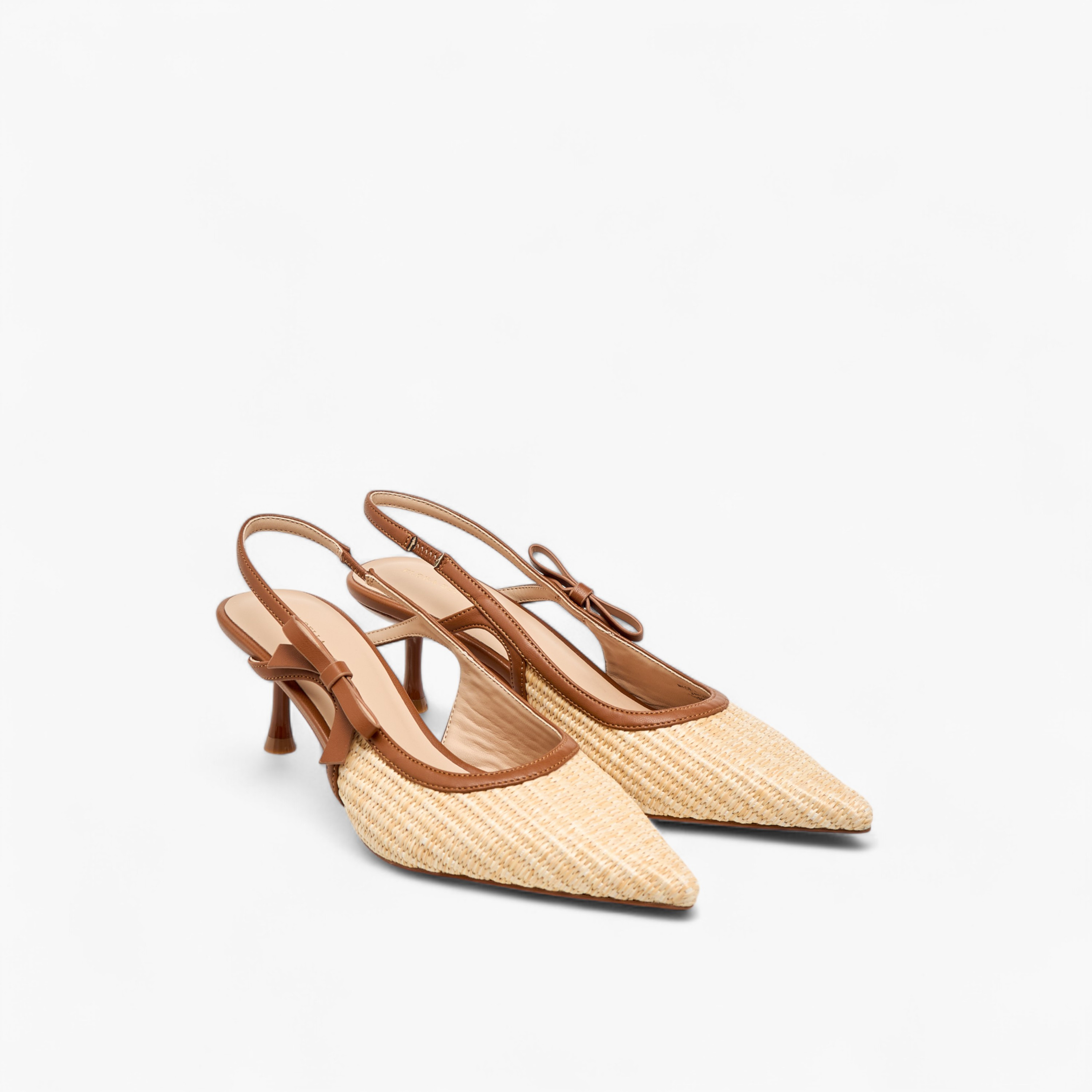 Flora Bella Textured Pointed-Toe Slingback Shoes with Flared Heels-women-shoes-heels-image-1