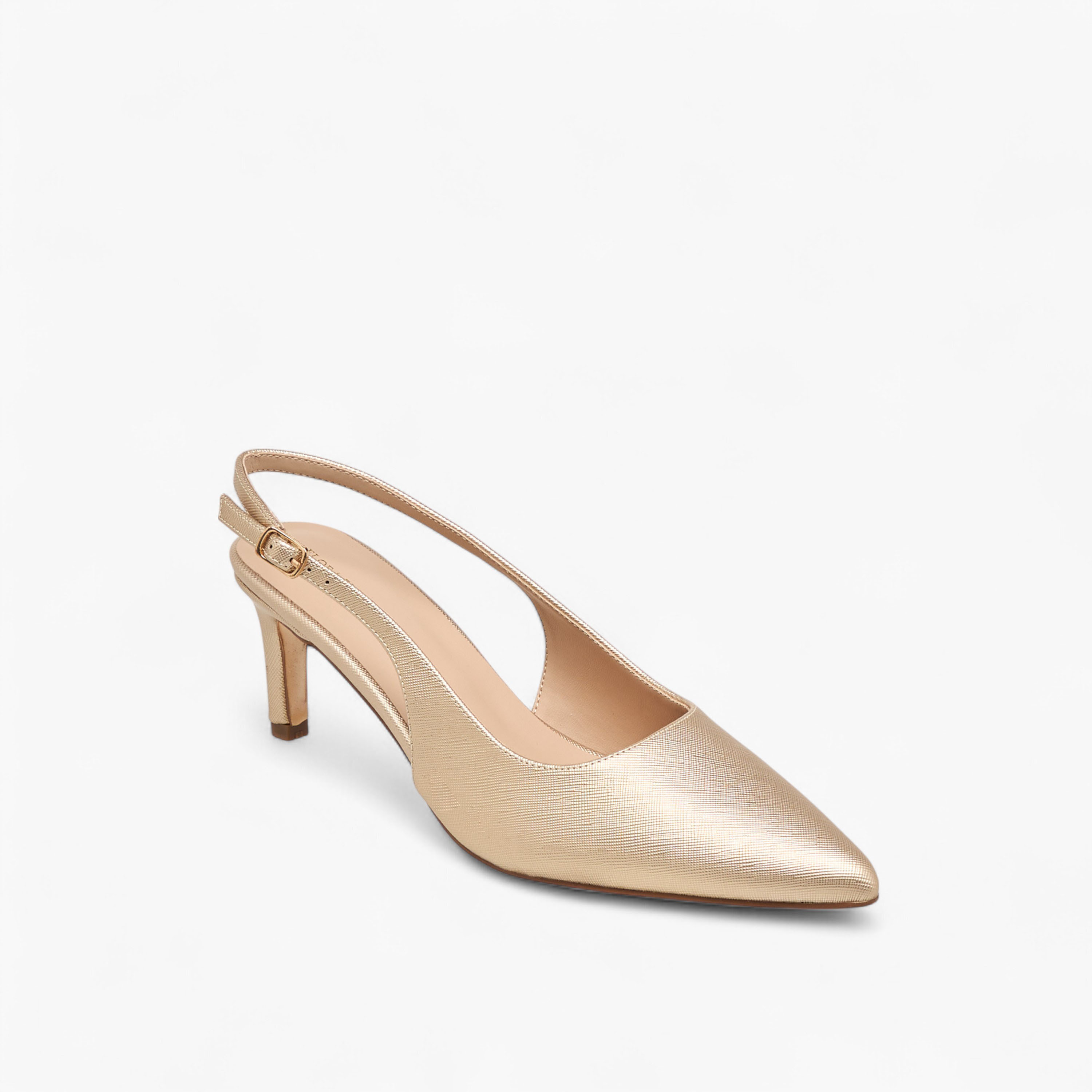 حذاء بارز الملمس بمقدمة مدببة وكعب متسع وحزام خلفي من فلورا بيلا-women-shoes-heels-image-2