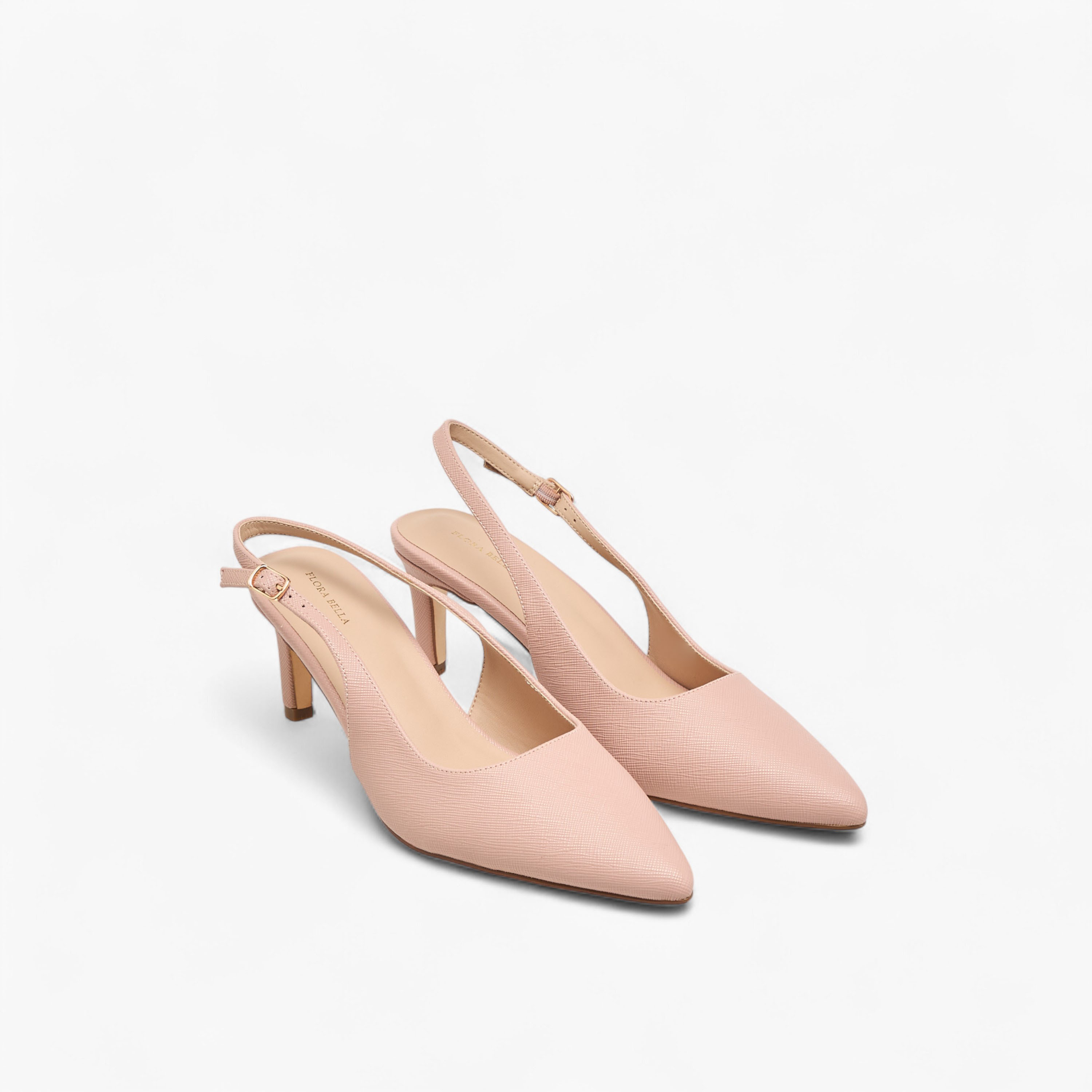 حذاء بارز الملمس بمقدمة مدببة وكعب متسع وحزام خلفي من فلورا بيلا-women-shoes-heels-image-1