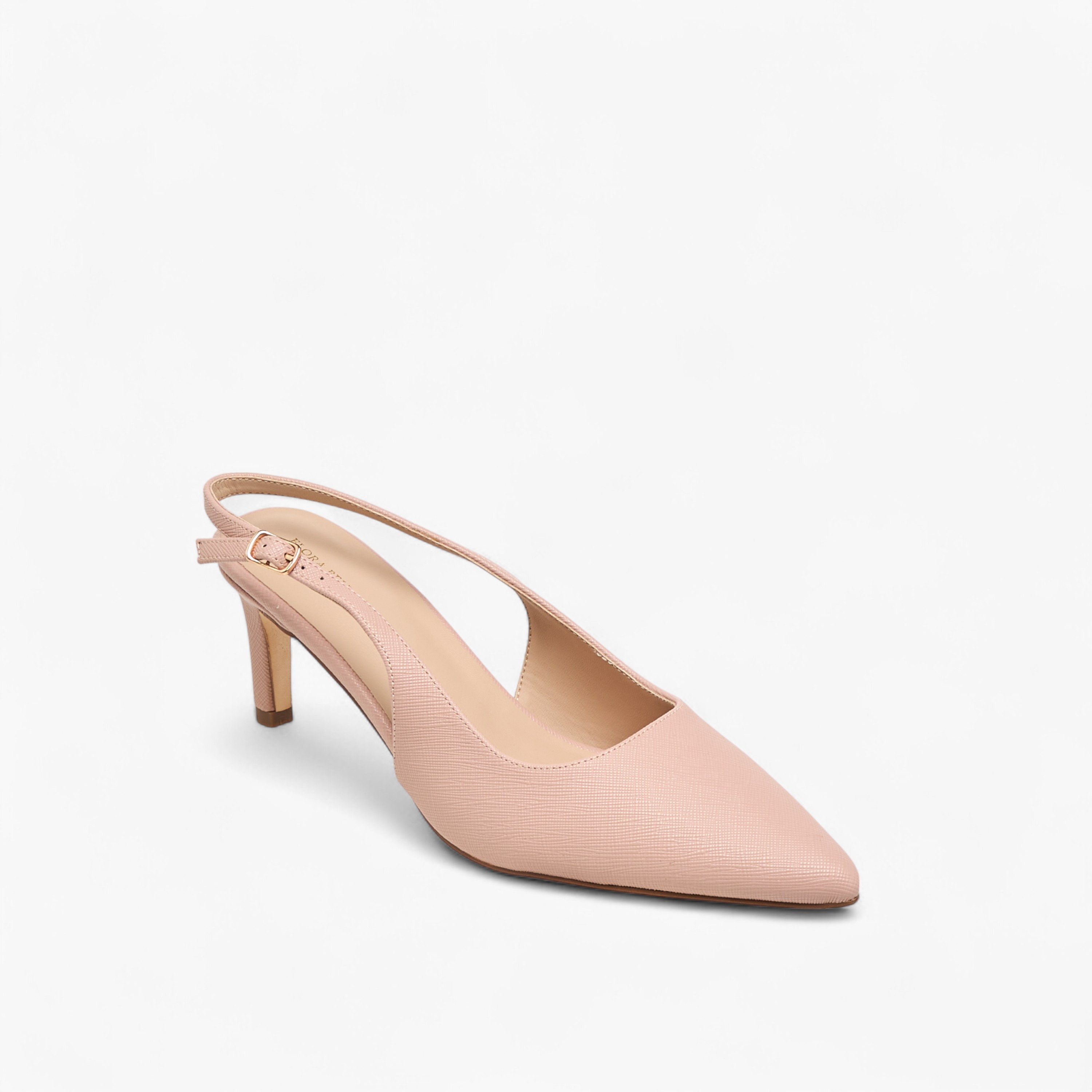 حذاء بارز الملمس بمقدمة مدببة وكعب متسع وحزام خلفي من فلورا بيلا-women-shoes-heels-image-2