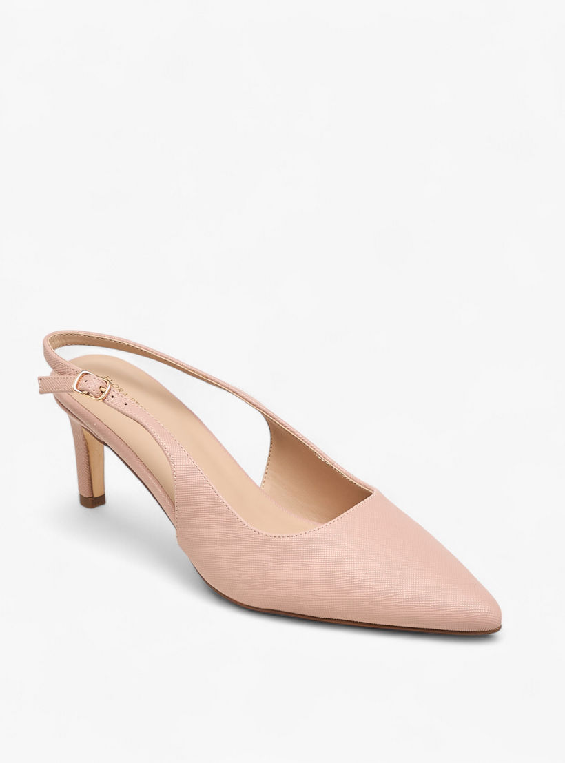 حذاء بارز الملمس بمقدمة مدببة وكعب متسع وحزام خلفي من فلورا بيلا-women-shoes-heels-image-2