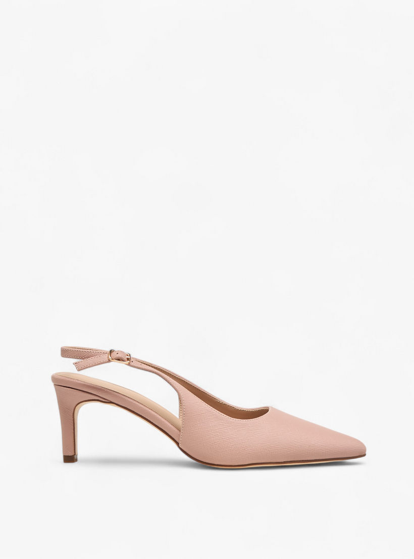حذاء بارز الملمس بمقدمة مدببة وكعب متسع وحزام خلفي من فلورا بيلا-women-shoes-heels-image-3