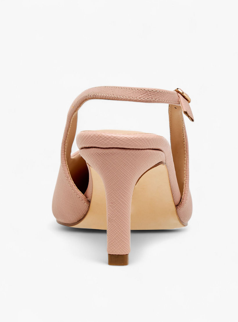 حذاء بارز الملمس بمقدمة مدببة وكعب متسع وحزام خلفي من فلورا بيلا-women-shoes-heels-image-5
