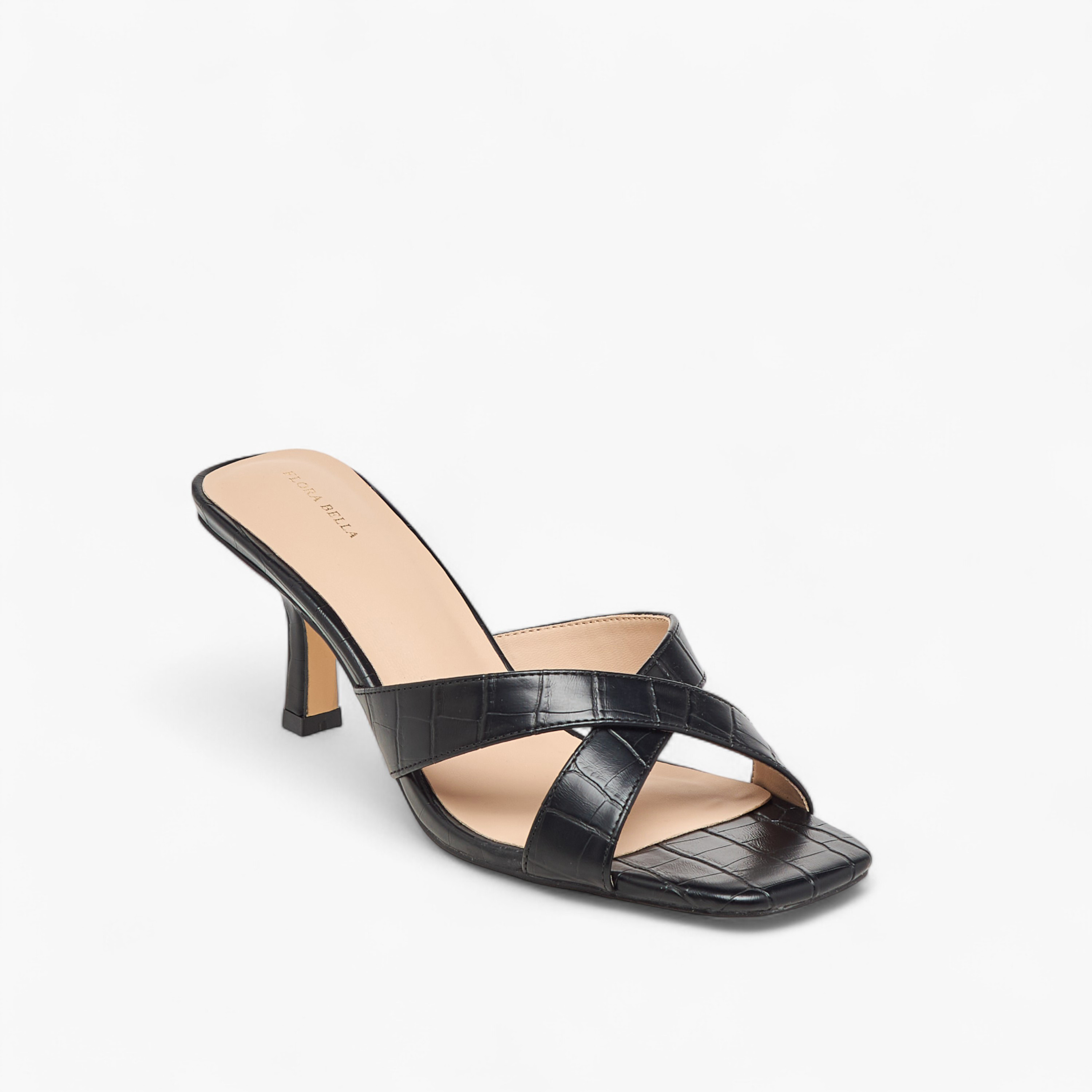 صندل سهل الارتداء بارز الملمس بأحزمة متقاطعة وكعب صغير من فلورا بيلا-women-shoes-sandals-heeled-image-2