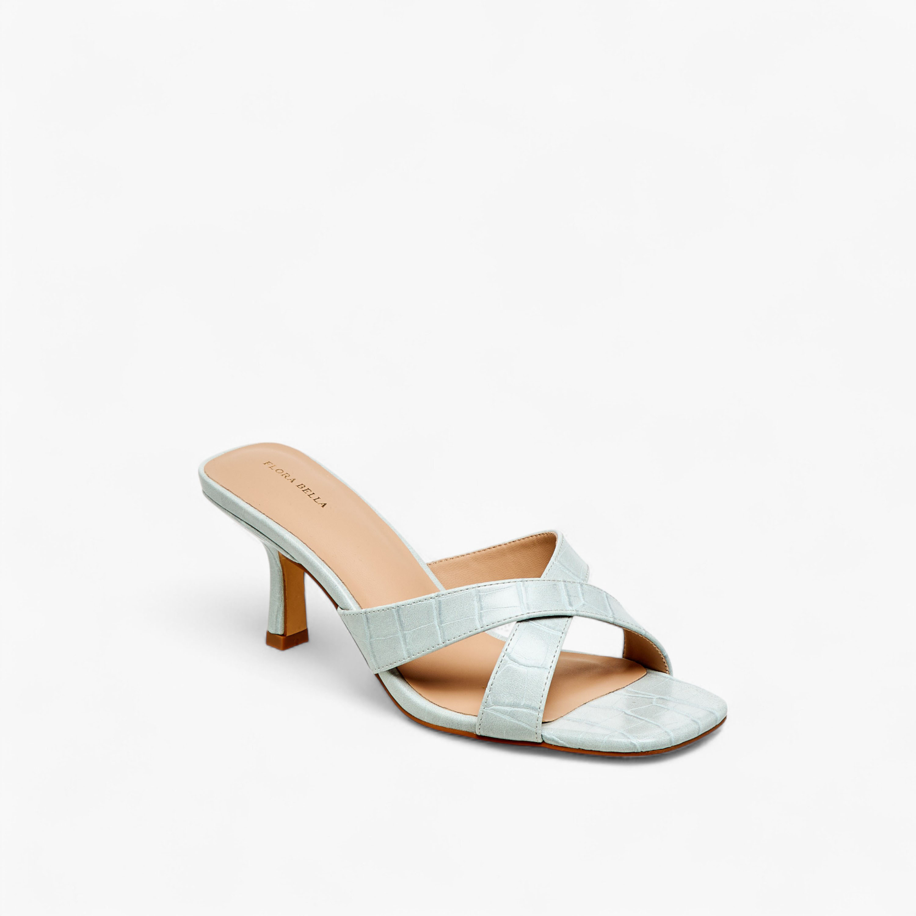 صندل سهل الارتداء بارز الملمس بأحزمة متقاطعة وكعب صغير من فلورا بيلا-women-shoes-sandals-heeled-image-2