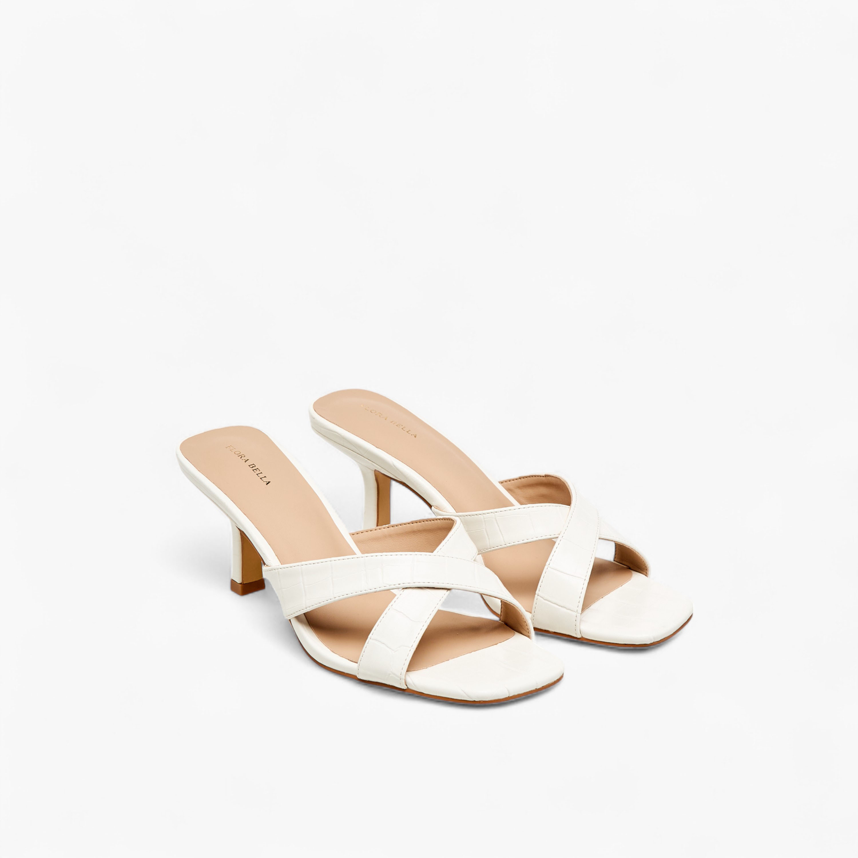 Flora Bella Textured Cross Strap Slip-on Sandals with Kitten Heels-women-shoes-sandals-heeled-image-1