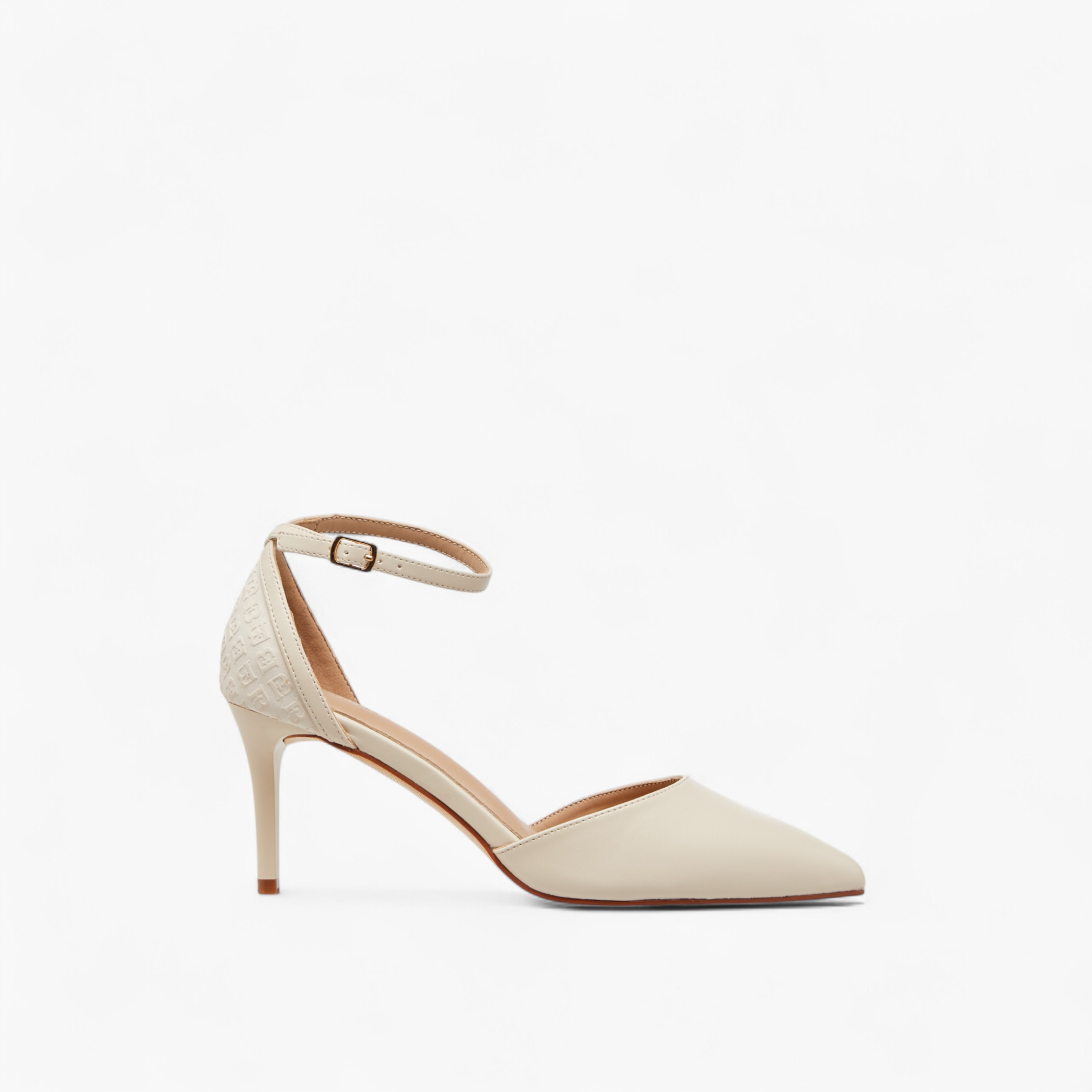 Flora Bella Monogram Embossed Pointed Toe Shoes with Stiletto Heels and Buckle Closure-women-shoes-heels-image-3