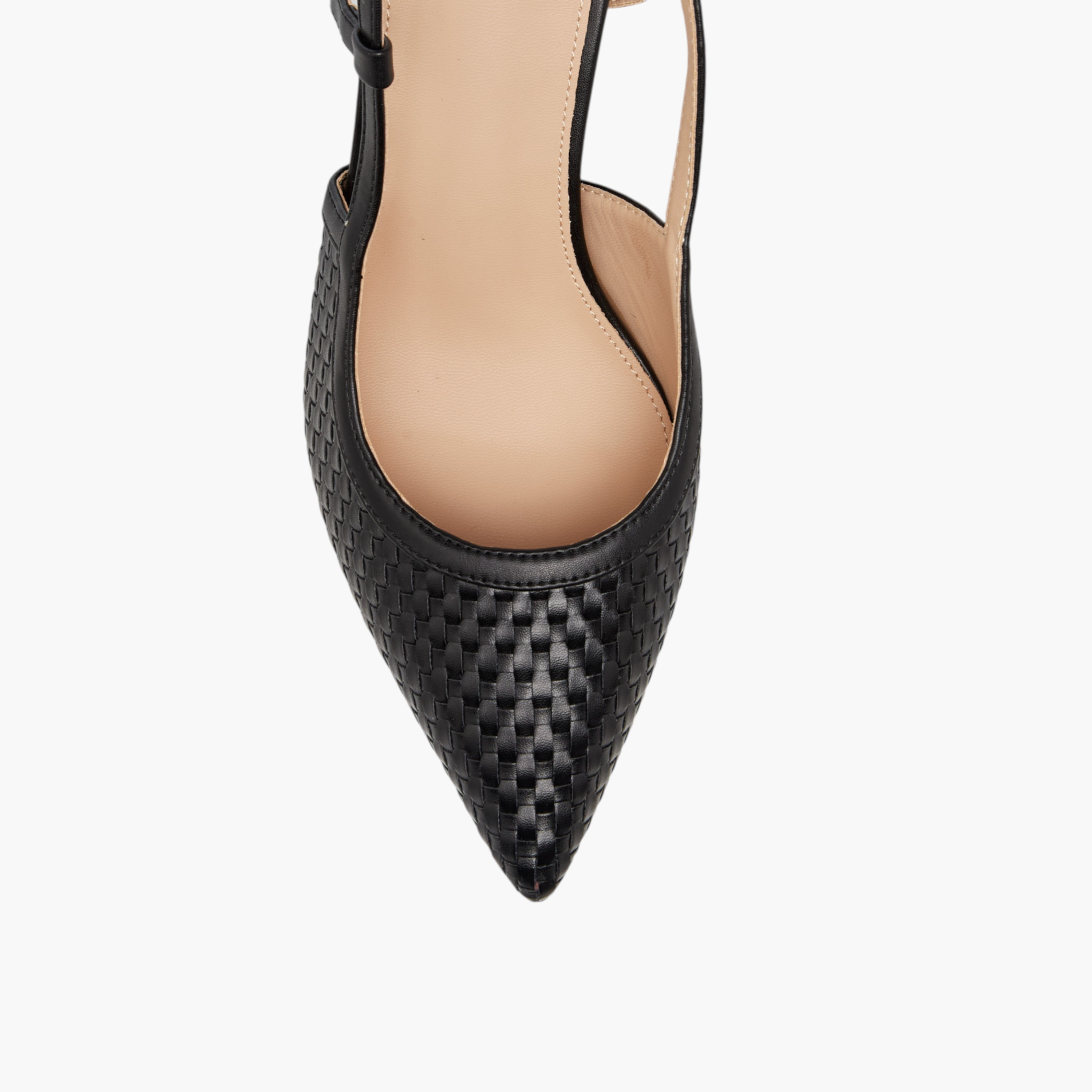 Flora Bella Textured Pointed Toe Shoes with Flared Heel and Buckle Closure-women-shoes-heels-image-4