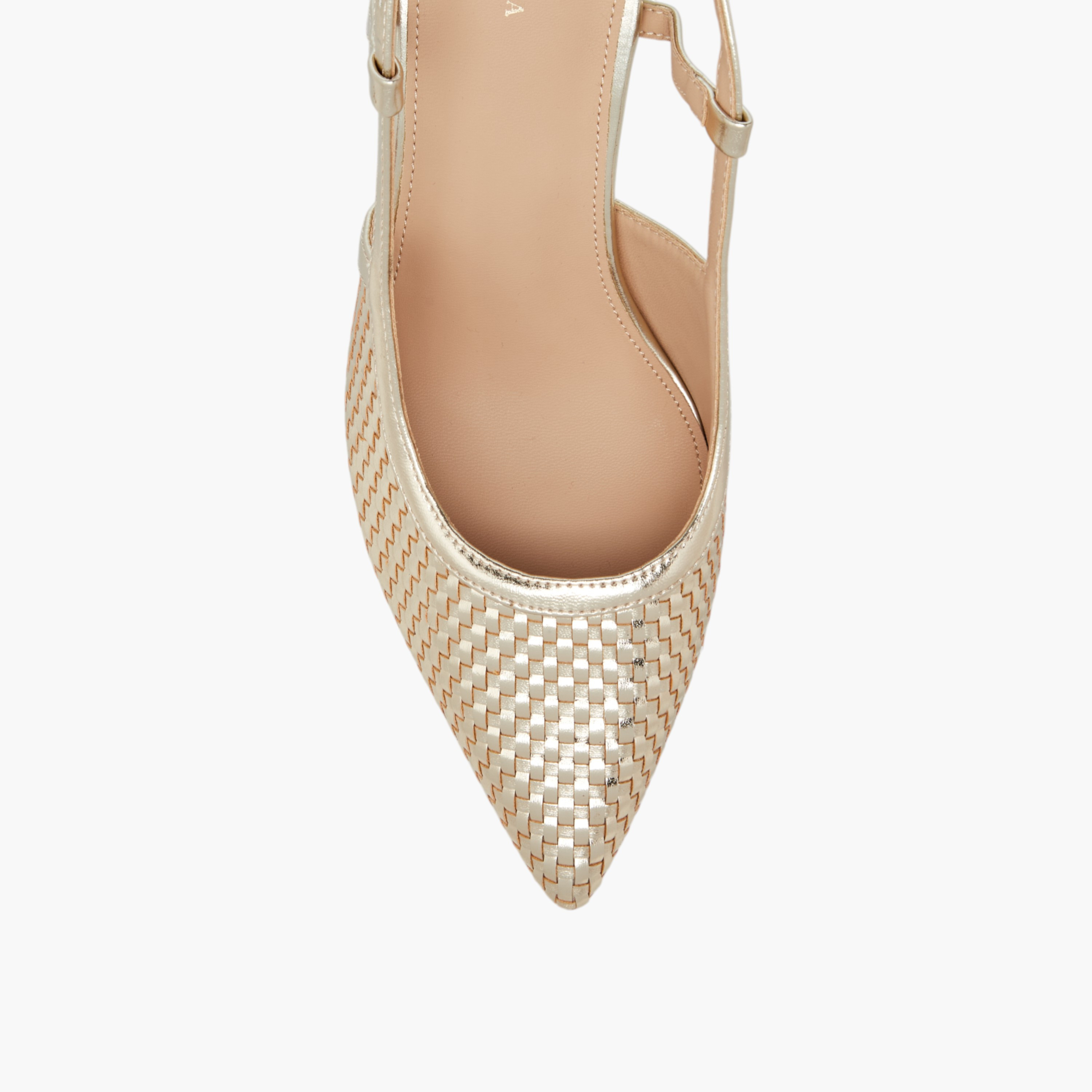 Flora Bella Textured Pointed Toe Shoes with Flared Heel and Buckle Closure-women-shoes-heels-image-4