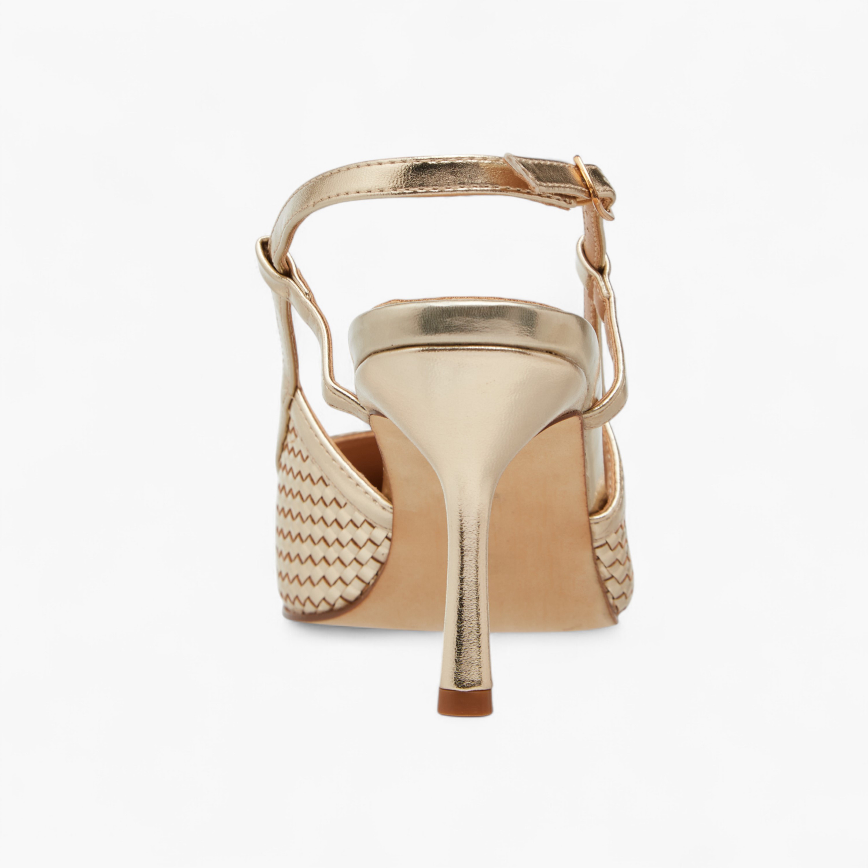 Flora Bella Textured Pointed Toe Shoes with Flared Heel and Buckle Closure-women-shoes-heels-image-5